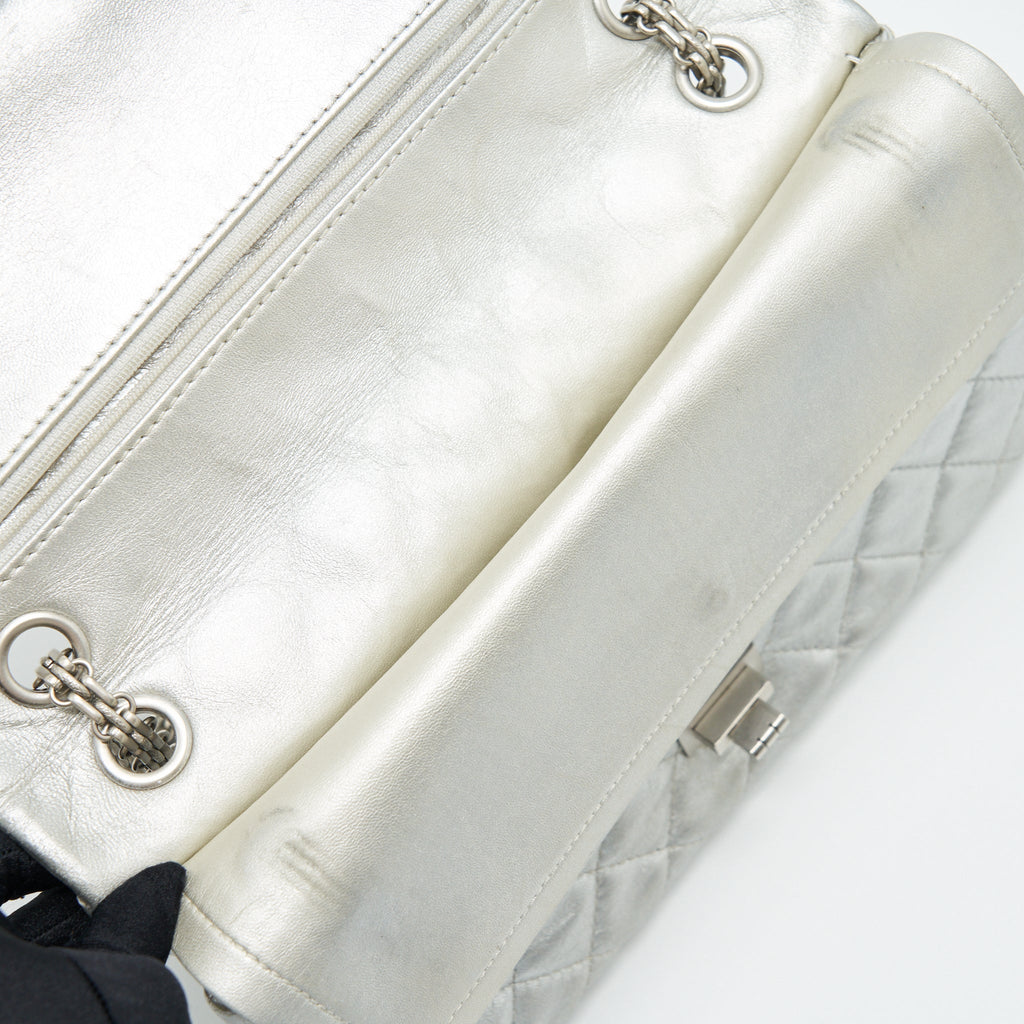 CHANEL REISSUE 2.55 226 DOUBLE FLAP BAG LAMBSKIN SILVER SHW