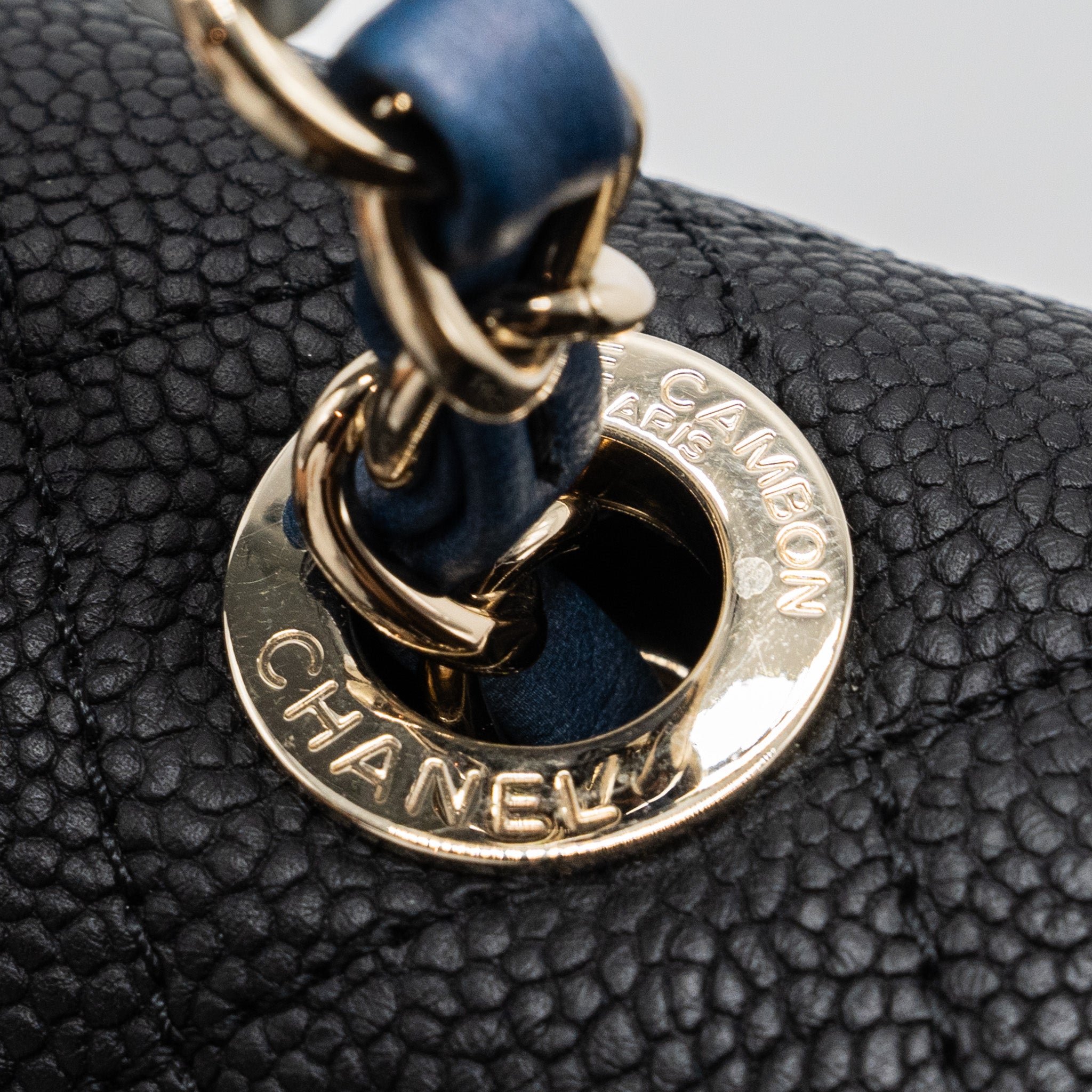 CHANEL FLAP BAG WITH HANDLE CAVIAR BLACK/MULTICOLOUR LGHW