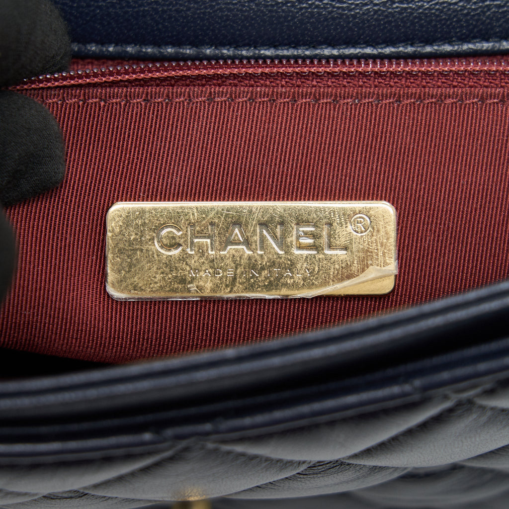 CHANEL QUILTED FLAP BAG NAVY WITH BRUSHED GHW