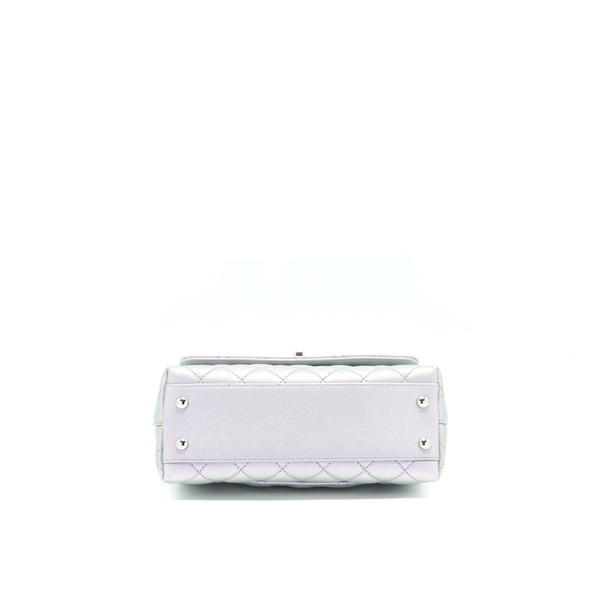 CHANEL 21K SMALL COCO HANDLE 24CM CAVIAR IRIDESCENT LILAC RAINBOW HARDWARE (MICROCHIP)