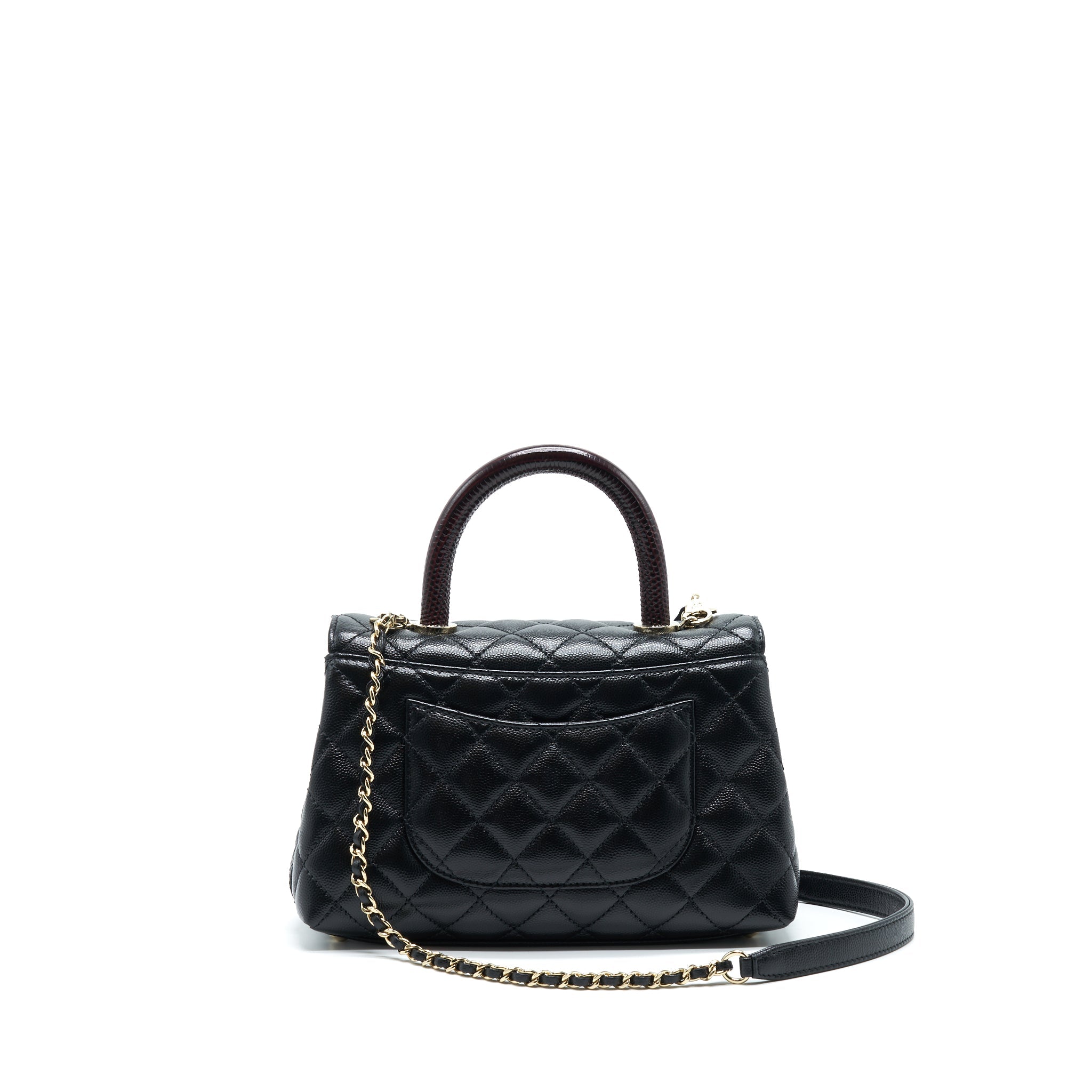 CHANEL SMALL COCO HANDLE 24CM CAVIAR BLACK LGHW EMBOSSED HANDLE (MICROCHIP)