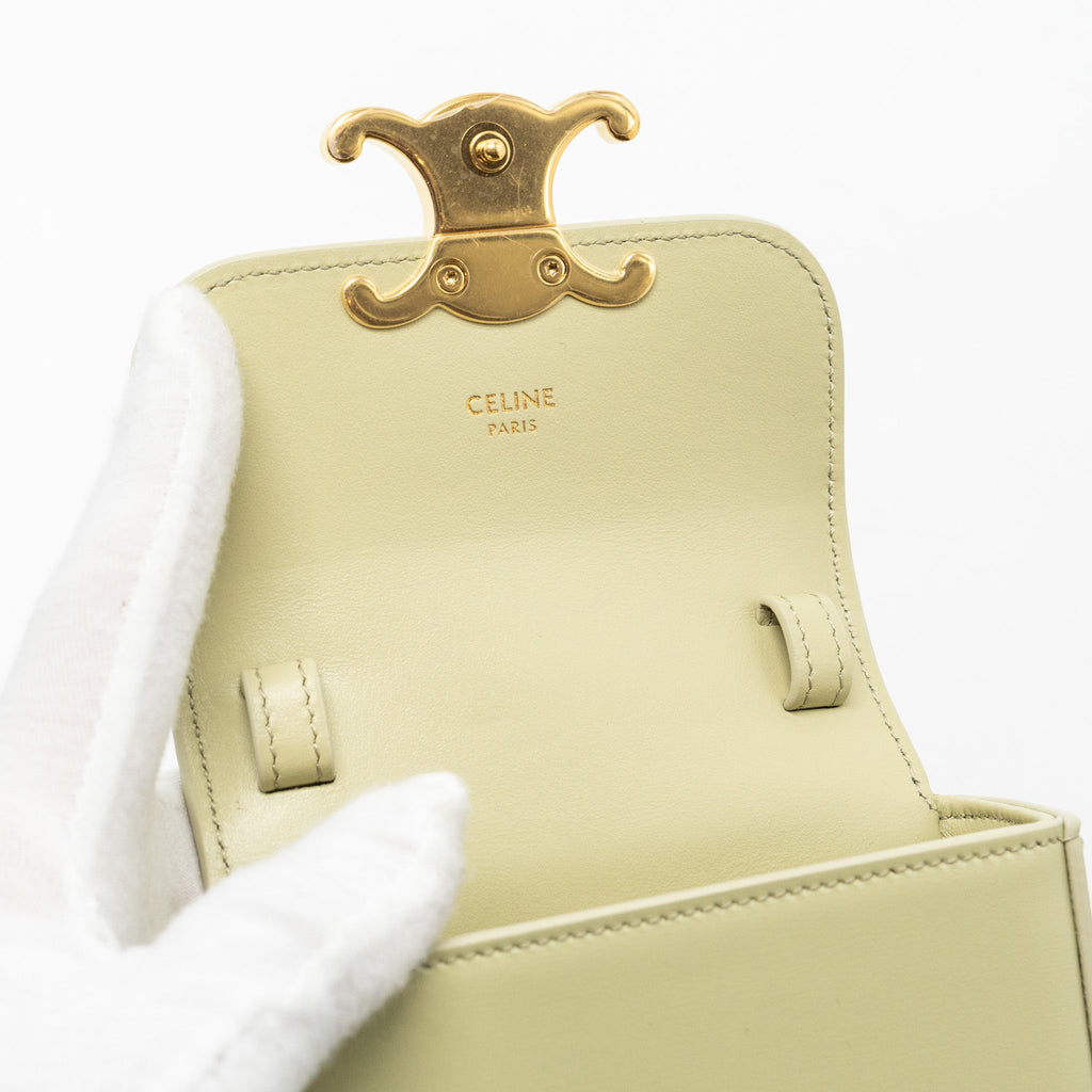 CELINE MINI CLAUDE SHINY CALFSKIN PISTACHIO GHW