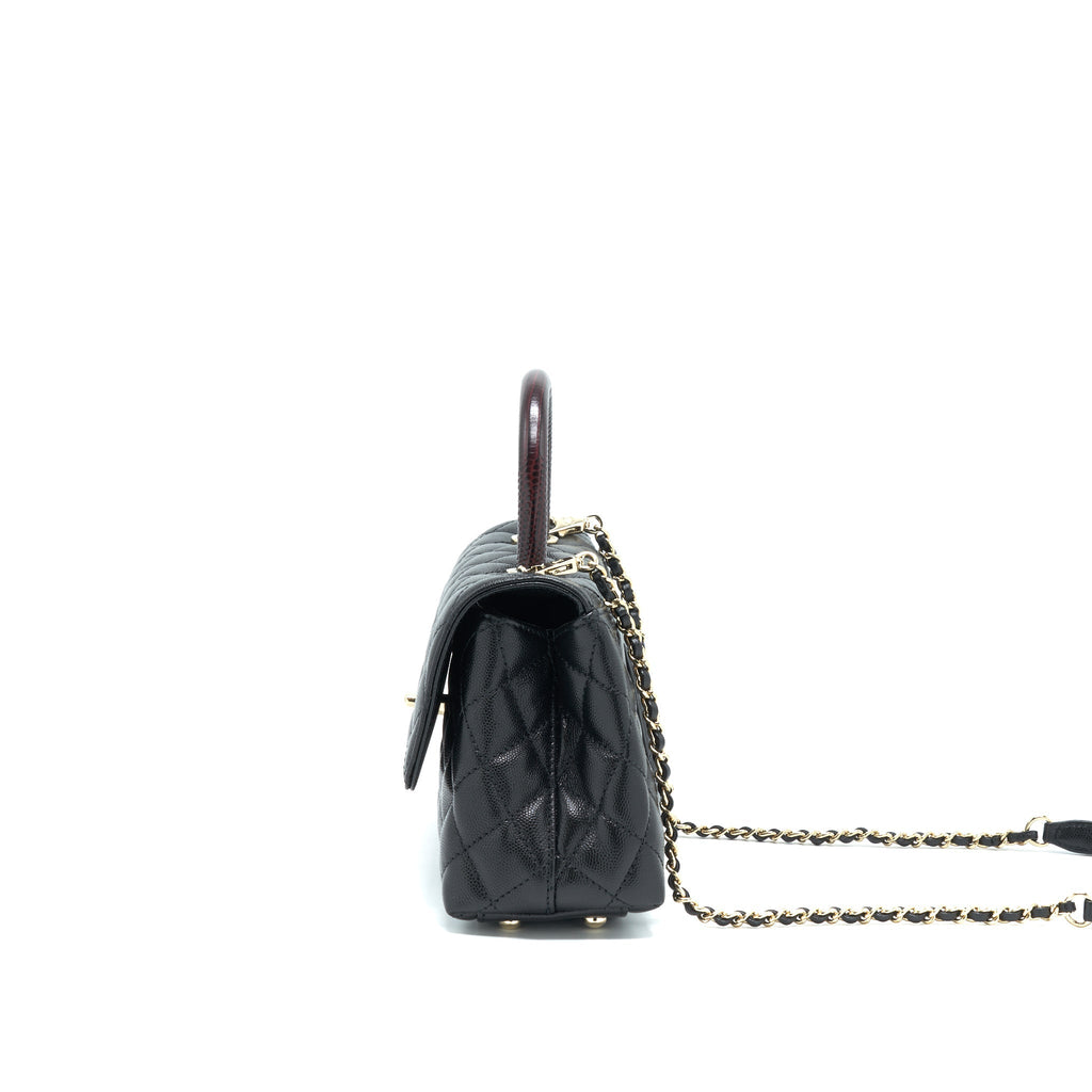 CHANEL SMALL COCO HANDLE 24CM CAVIAR BLACK LGHW EMBOSSED HANDLE (MICROCHIP)