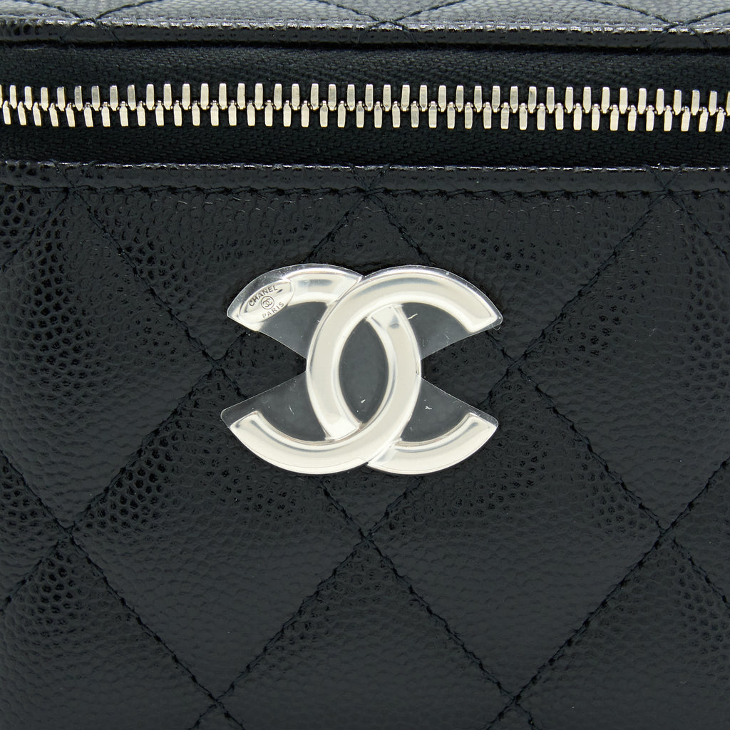 CHANEL MINI VANITY WITH GIANT CHAIN CAVIAR BLACK SHW