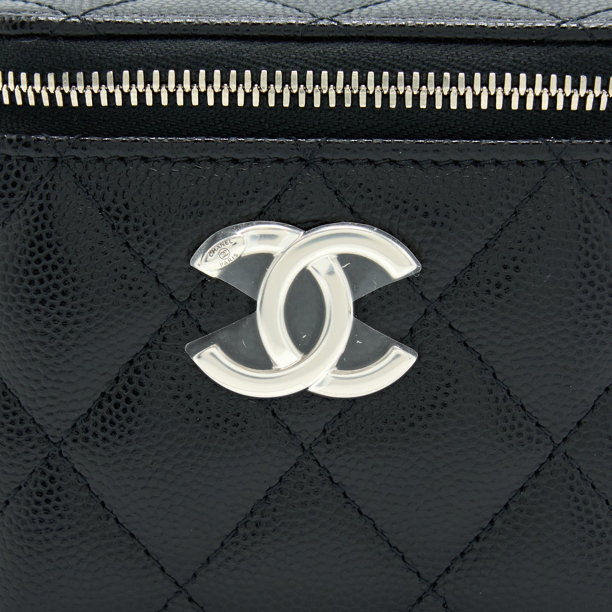 CHANEL MINI VANITY WITH GIANT CHAIN CAVIAR BLACK SHW