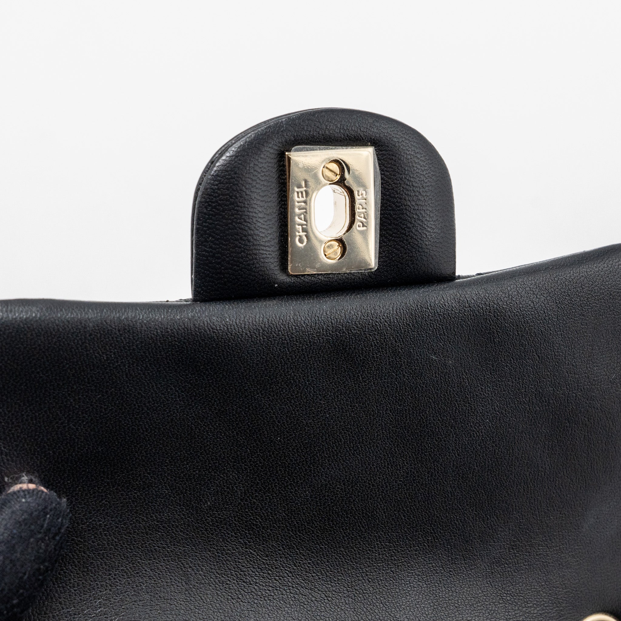 CHANEL CLASSIC MINI SQUARE FLAP BAG LAMBSKIN BLACK LGHW