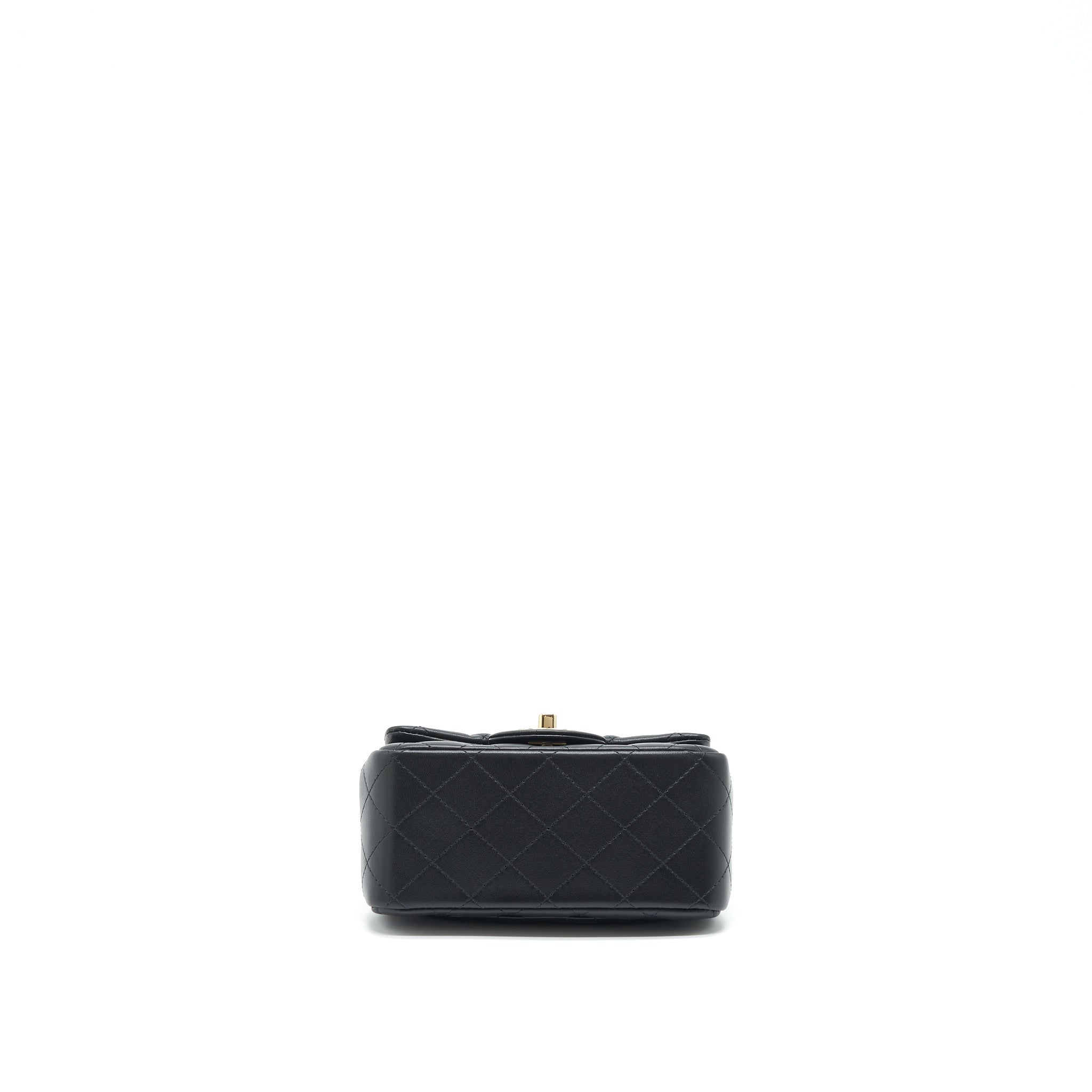 CHANEL MINI SQUARE FLAP BAG LAMBSKIN BLACK LGHW (MICROCHIP)