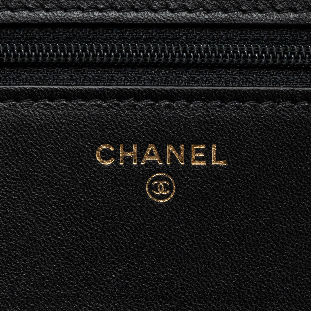 CHANEL BOY WALLET ON CHAIN LAMBSKIN BLACK GHW(MICROCHIP)