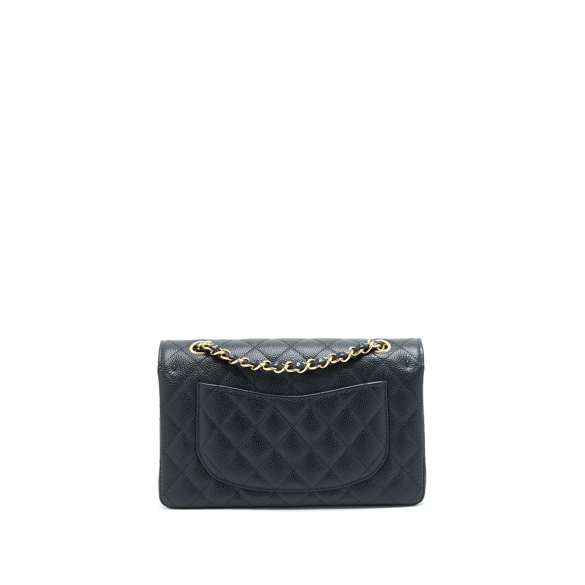 CHANEL SMALL CLASSIC DOUBLE FLAP CAVIAR BLACK GHW (MICROCHIP)
