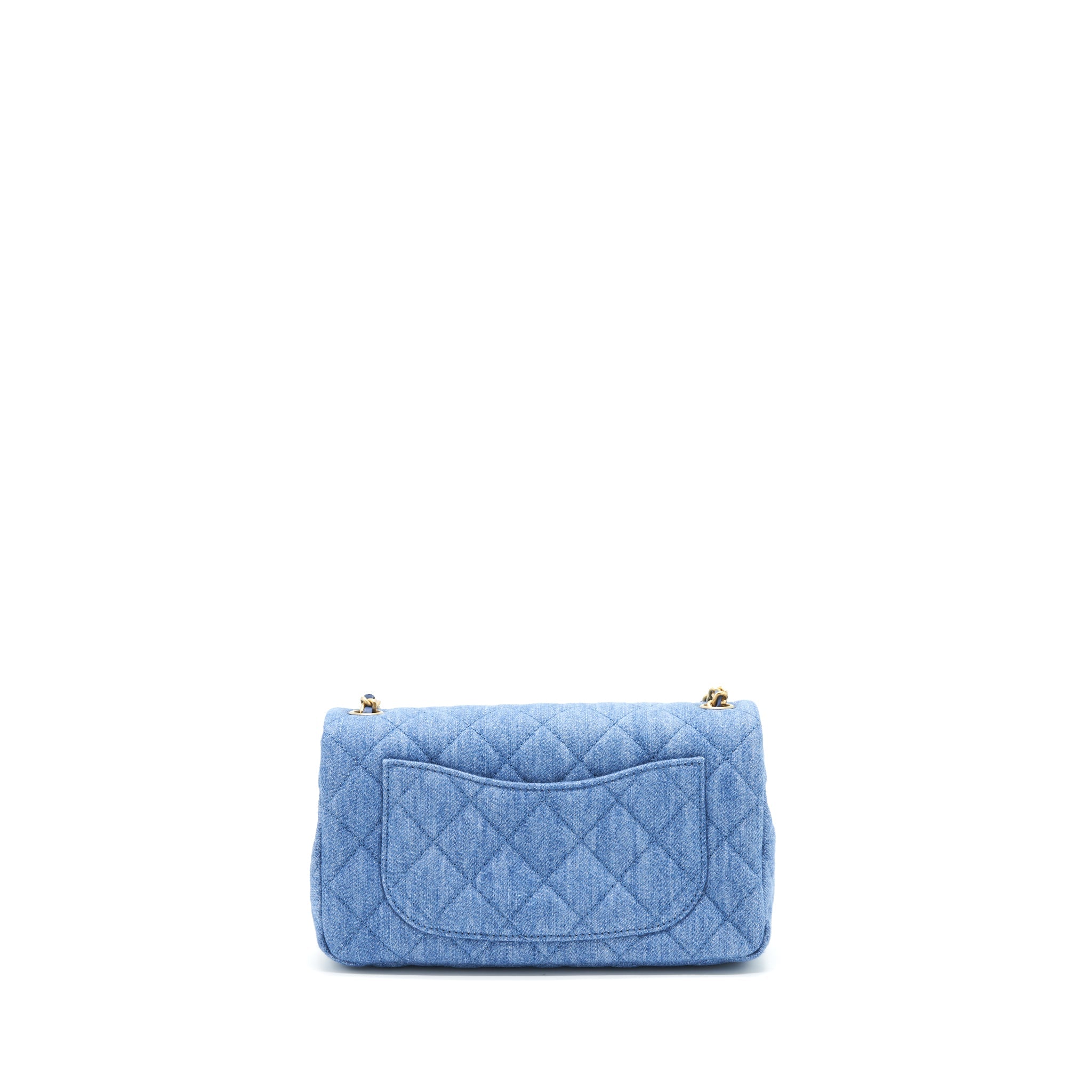 CHANEL PEARL CRUSH MINI RECTANGULAR FLAP BAG DENIM BLUE GHW (MICROCHIP)