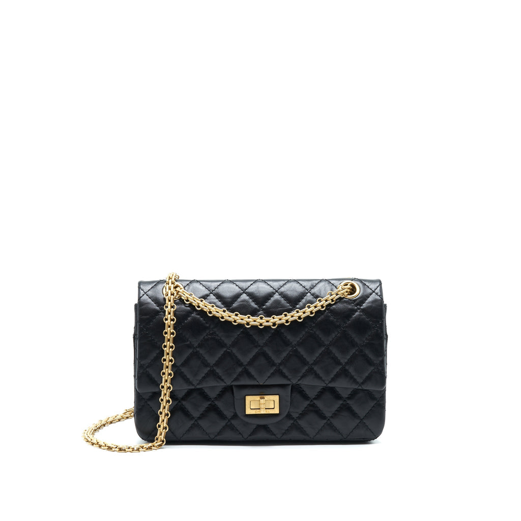 CHANEL SMALL REISSUE 2.55 FLAP BAG BLACK BRUSHED GHW