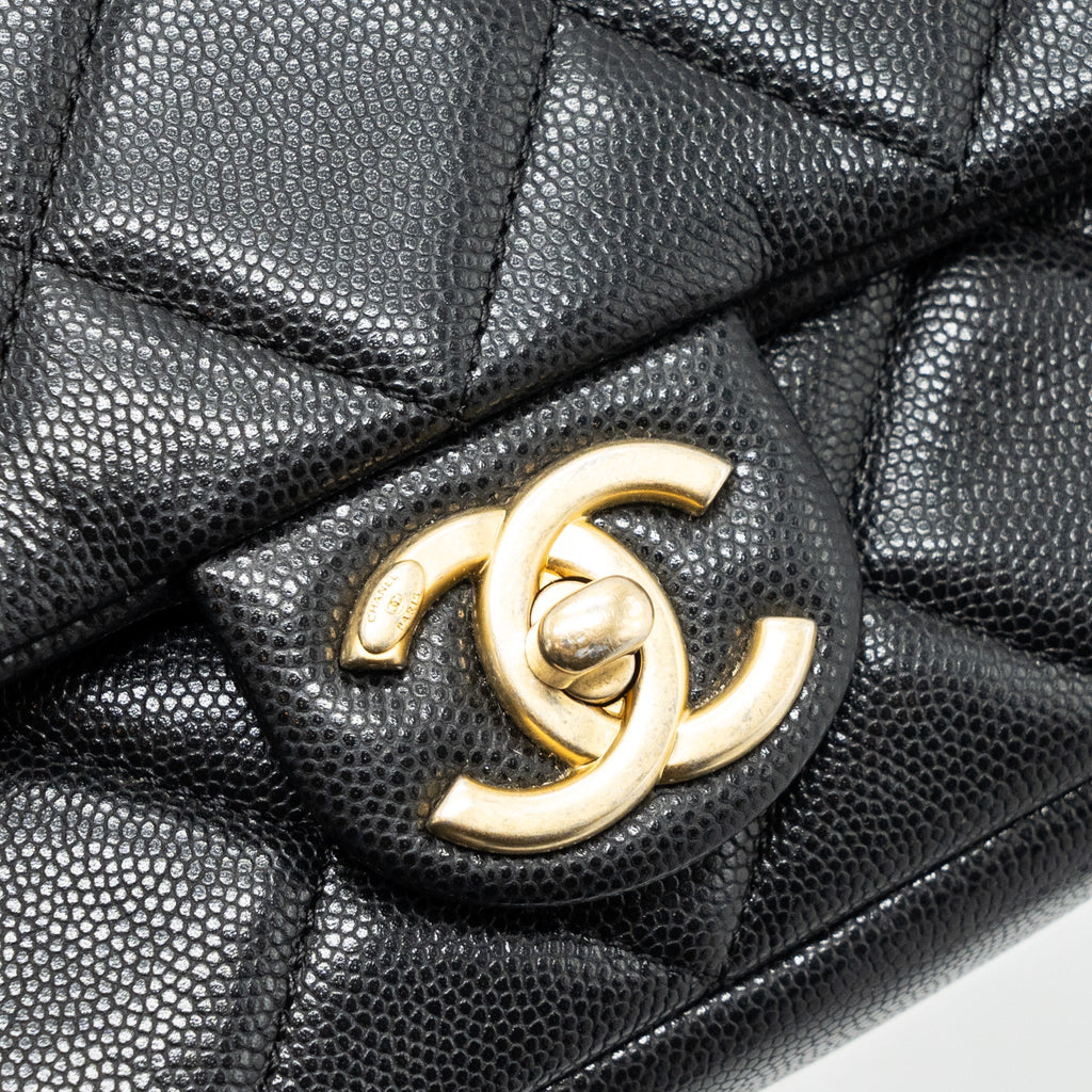 CHANEL MINI TWIST YOUR BUTTON FLAP BAG CAVIAR BLACK GHW(MICROCHIP)