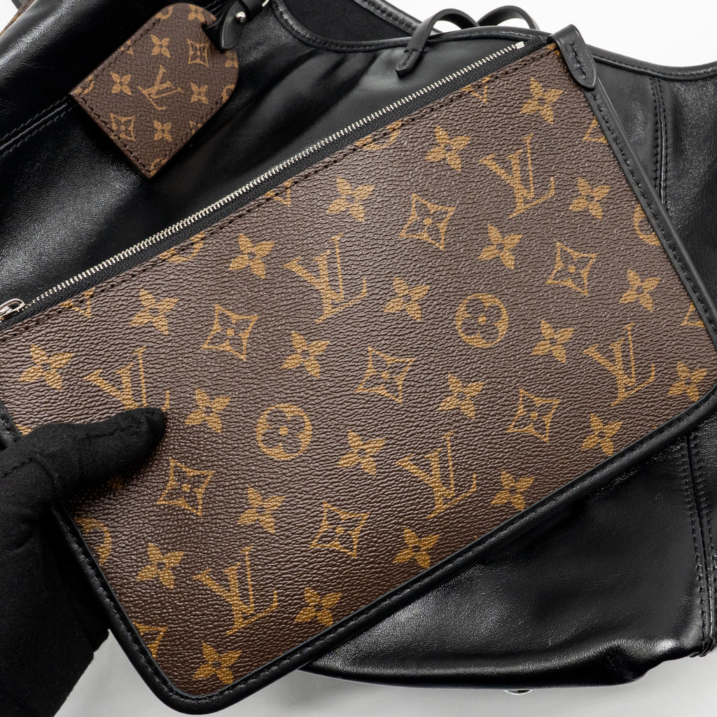 LOUIS VUITTON CARRYALL VIBE MM LAMBSKIN/MONOGRAM CANVAS BLACK SHW