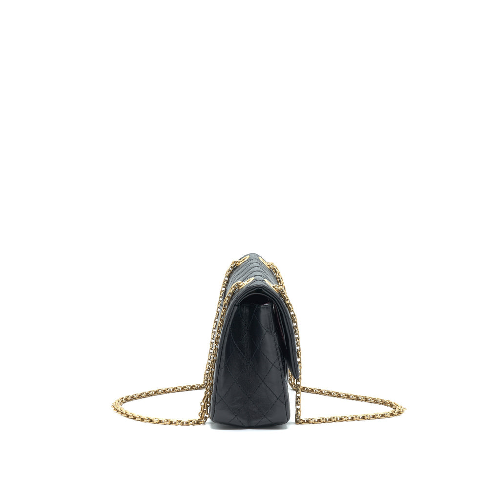 CHANEL SMALL REISSUE 2.55 FLAP BAG BLACK BRUSHED GHW