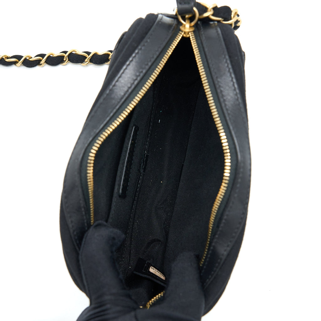 CHANEL CAMERA BAG LEATHER/ CANVAS BLACK GHW