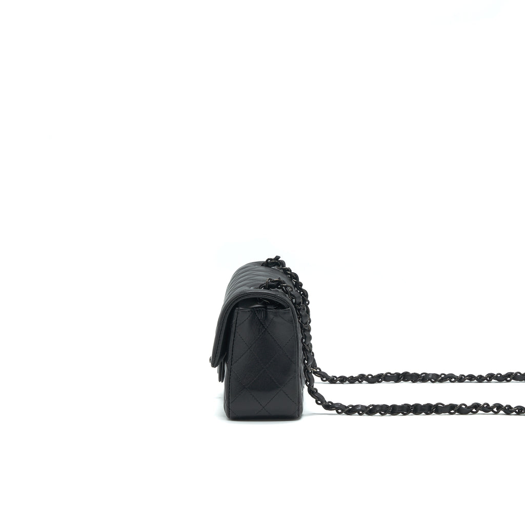 CHANEL MINI RECTANGULAR LAMBSKIN BLACK SO BLACK