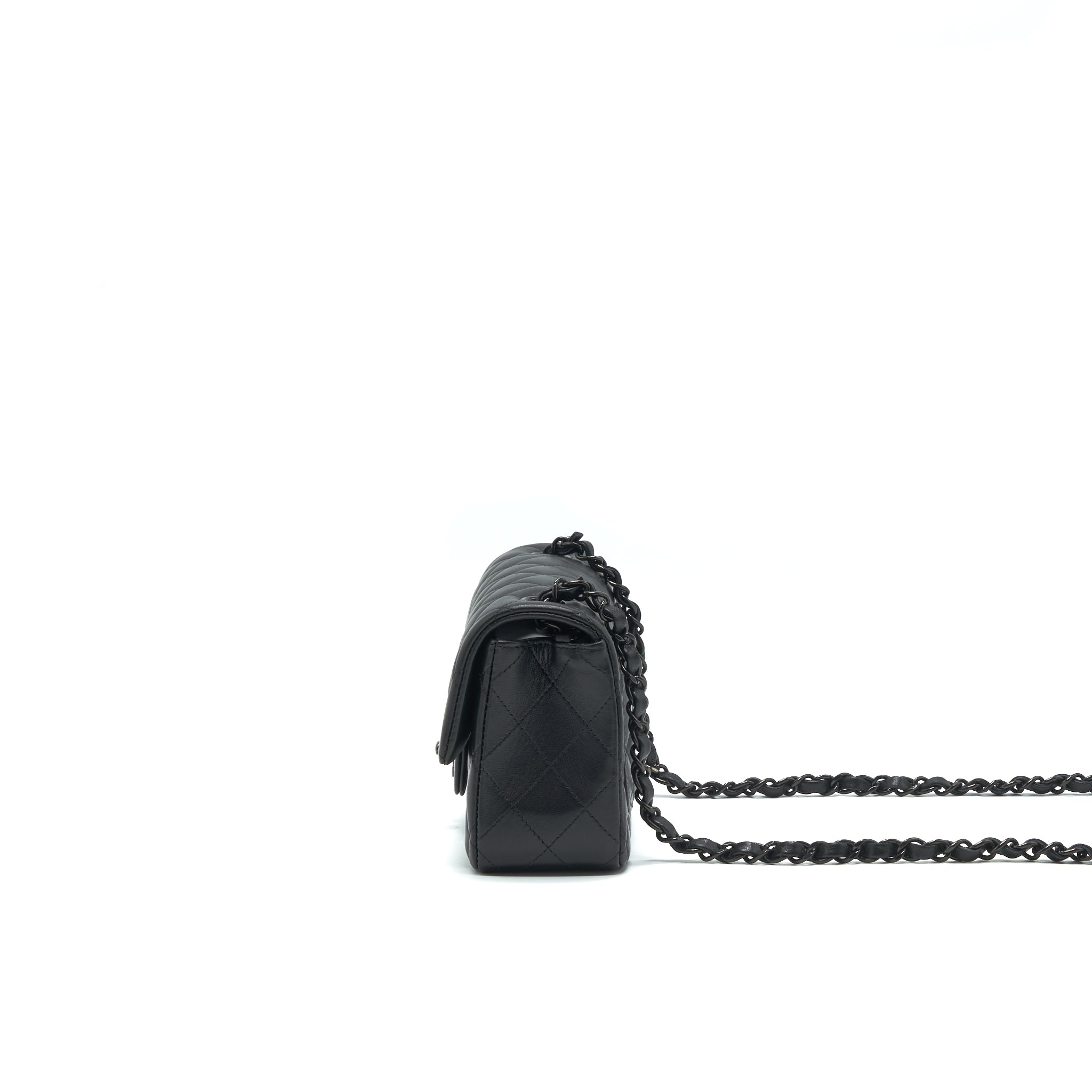CHANEL MINI RECTANGULAR LAMBSKIN BLACK SO BLACK