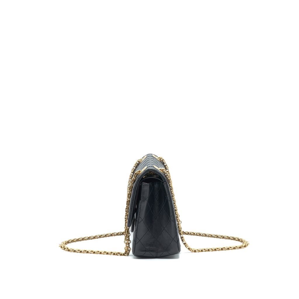 CHANEL SMALL REISSUE 2.55 FLAP BAG BLACK BRUSHED GHW