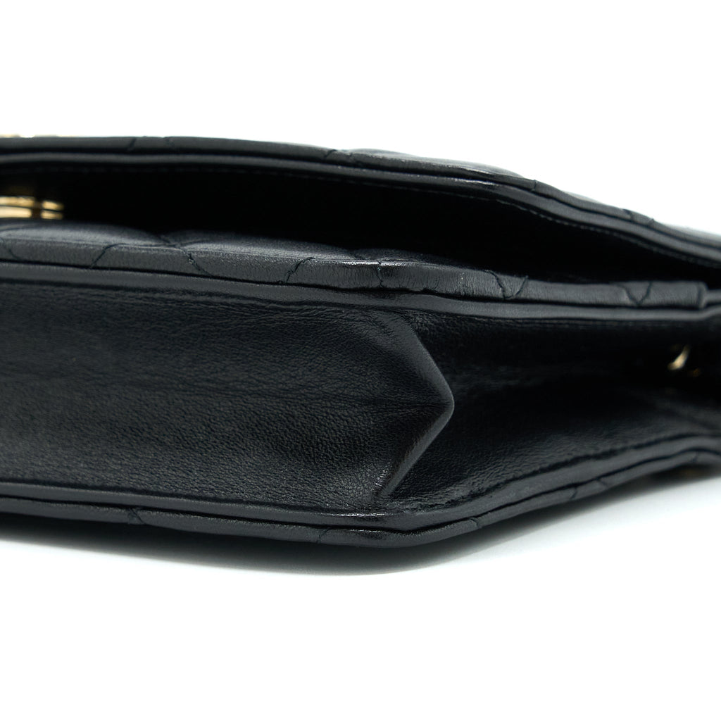 CHANEL COCO CHARM WALLET ON CHAIN LAMBSKIN BLACK LGHW