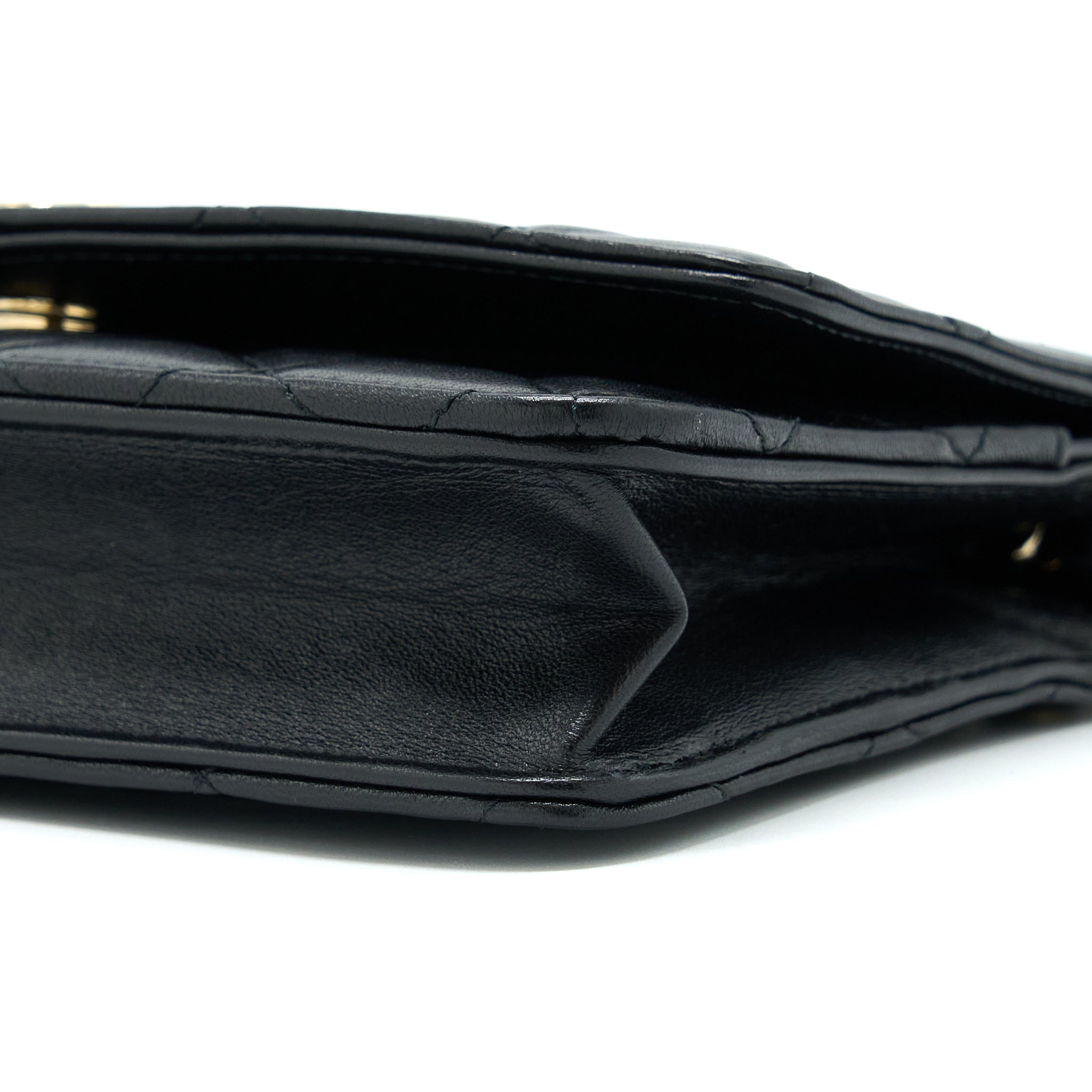 CHANEL COCO CHARM WALLET ON CHAIN LAMBSKIN BLACK LGHW