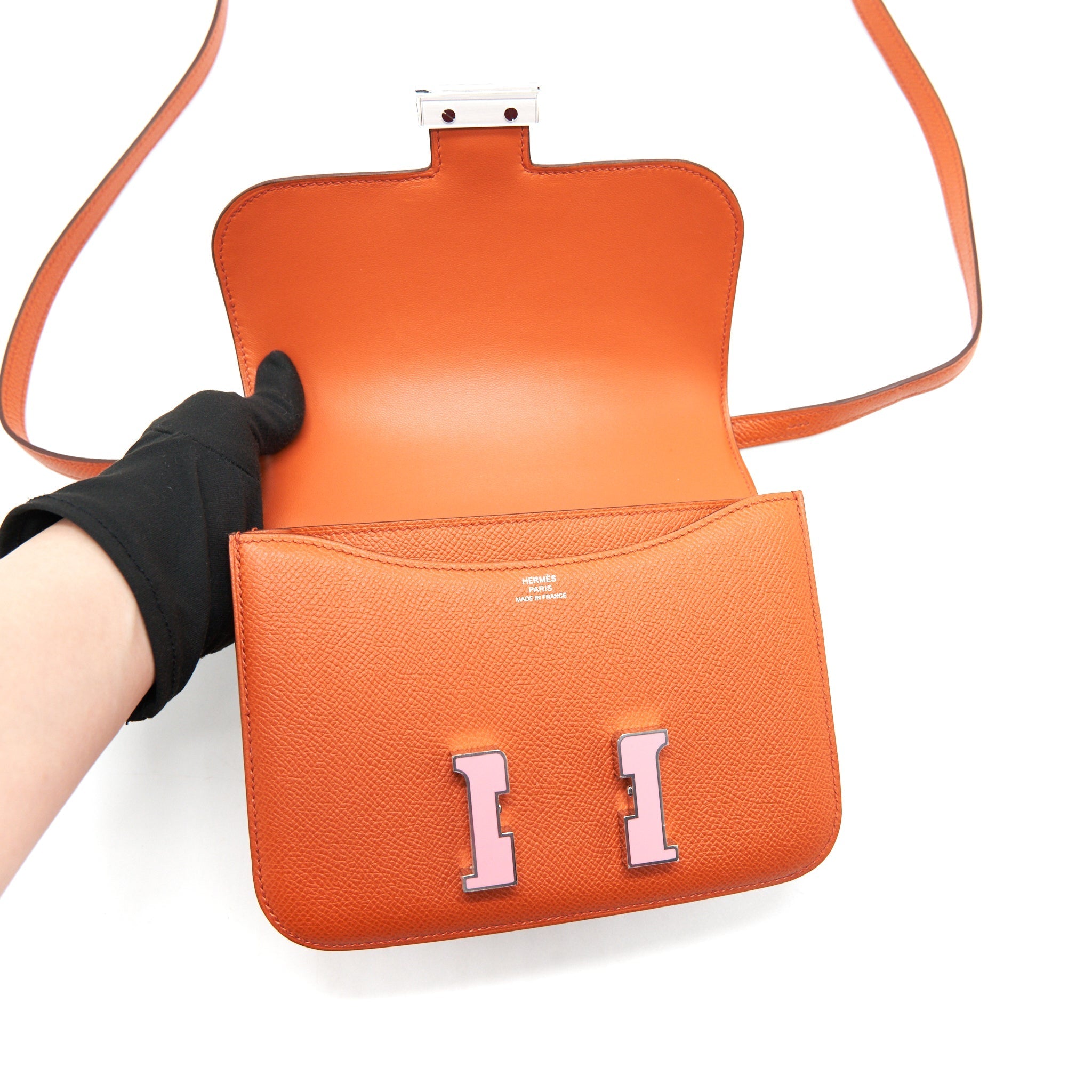 HERMES CONSTANCE MINI VEAU EPSOM TERRE BATTUE/ ROSE CONFETTI