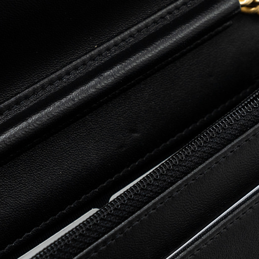 CHANEL BOY WALLET ON CHAIN LAMBSKIN BLACK GHW(MICROCHIP)