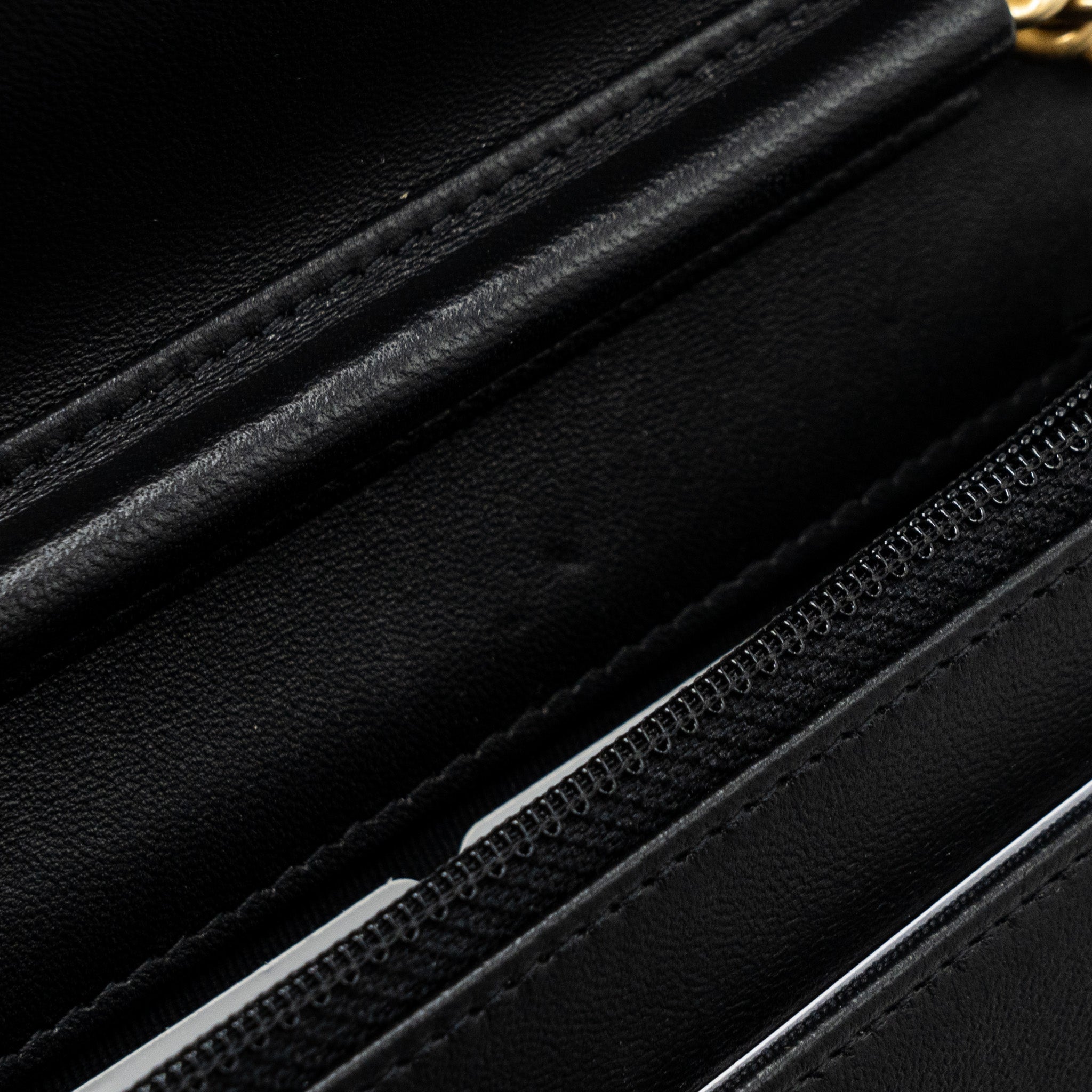 CHANEL BOY WALLET ON CHAIN LAMBSKIN BLACK GHW(MICROCHIP)