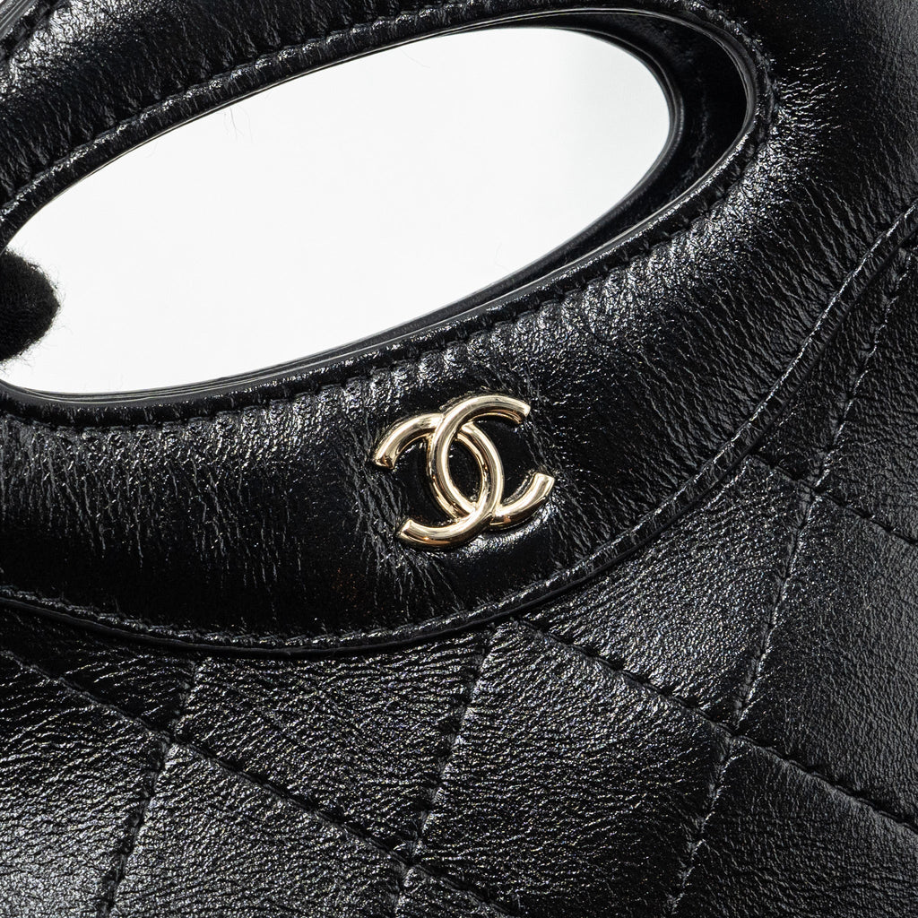 CHANEL 24C MINI 31 CLUTCH WITH CHAIN SHINY CALFSKIN BLACK LGHW (MICROCHIP)