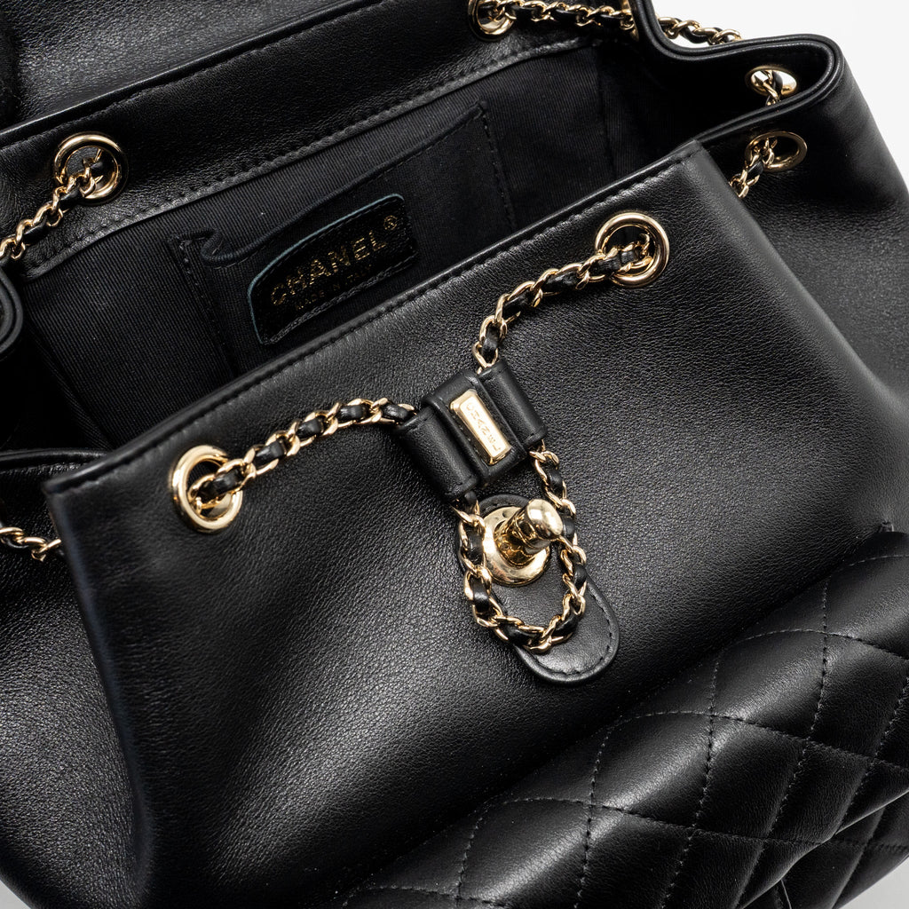 CHANEL LARGE DUMA BACKPACK CALFSKIN BLACK LGHW (MICROCHIP)