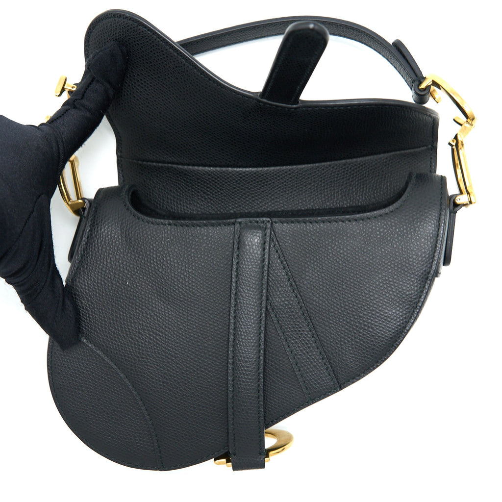 DIOR MINI SADDLE BAG CALFSKIN BLACK GHW