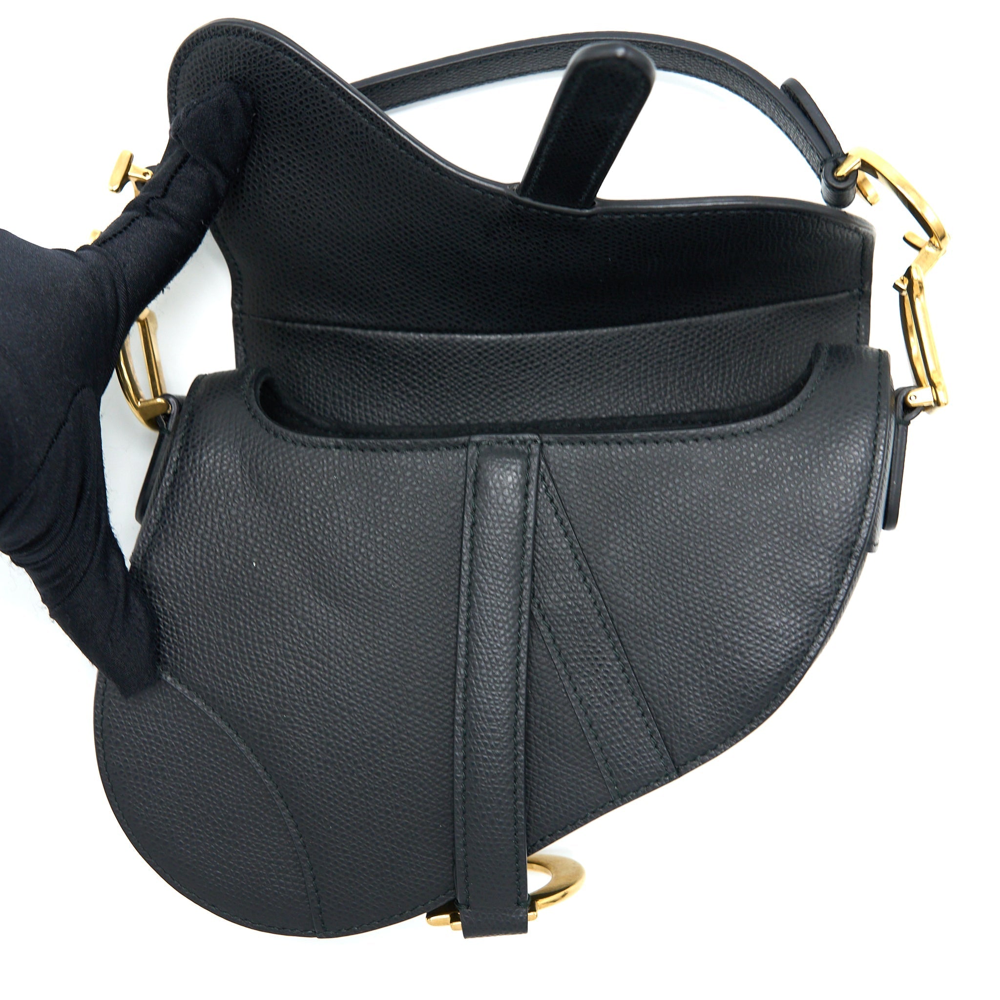 DIOR MINI SADDLE BAG CALFSKIN BLACK GHW
