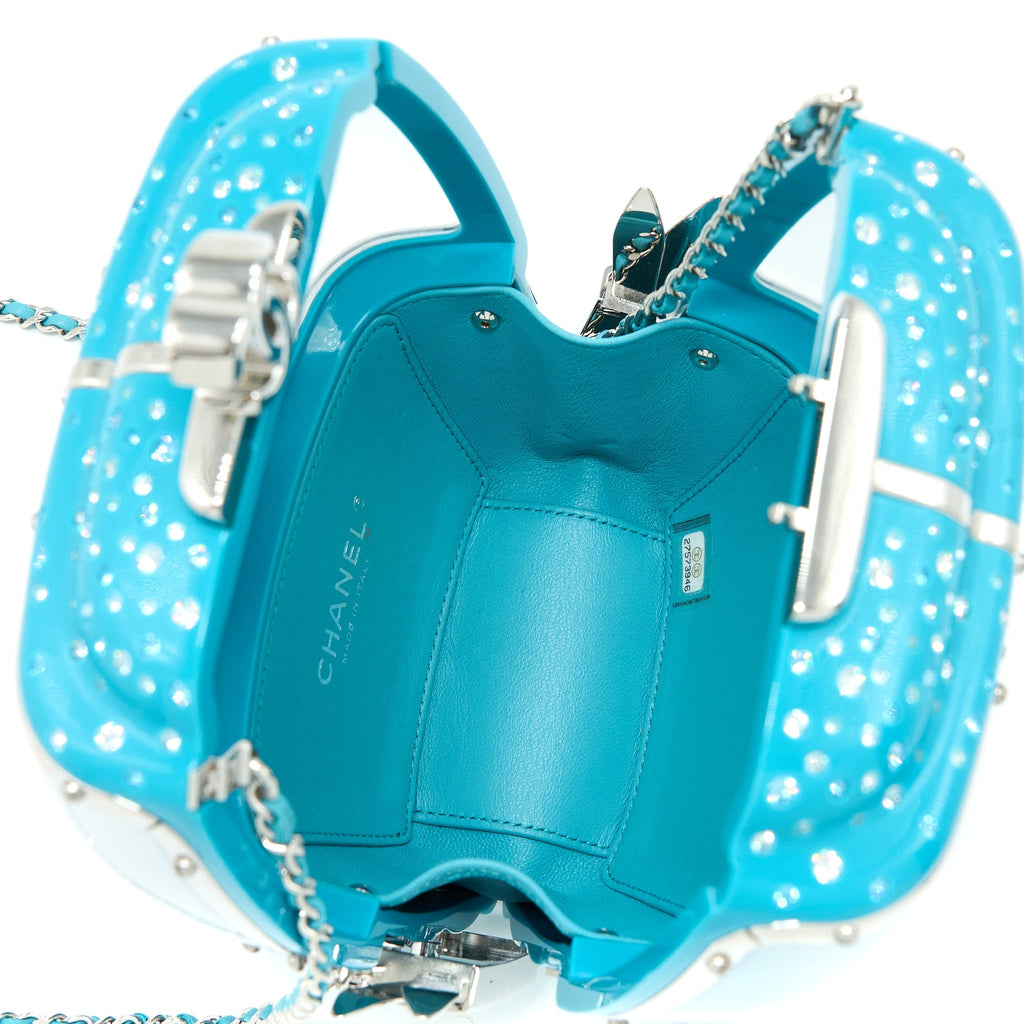 CHANEL 19K SKI GONDOLA EVENING BAG LIGHT BLUE SHW