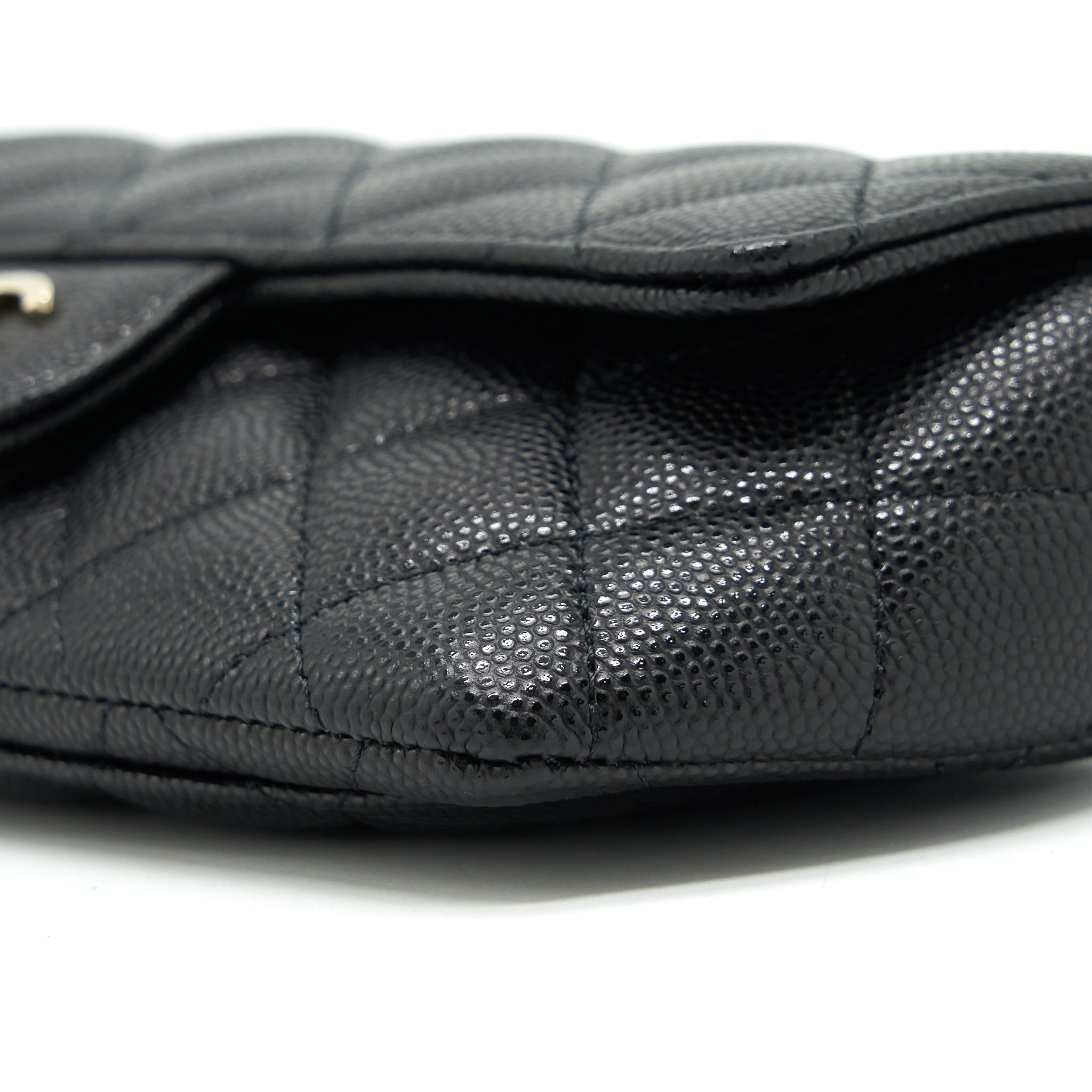 CHANEL GLASSES CASE WITH CHAIN CAVIAR BLACK LGHW