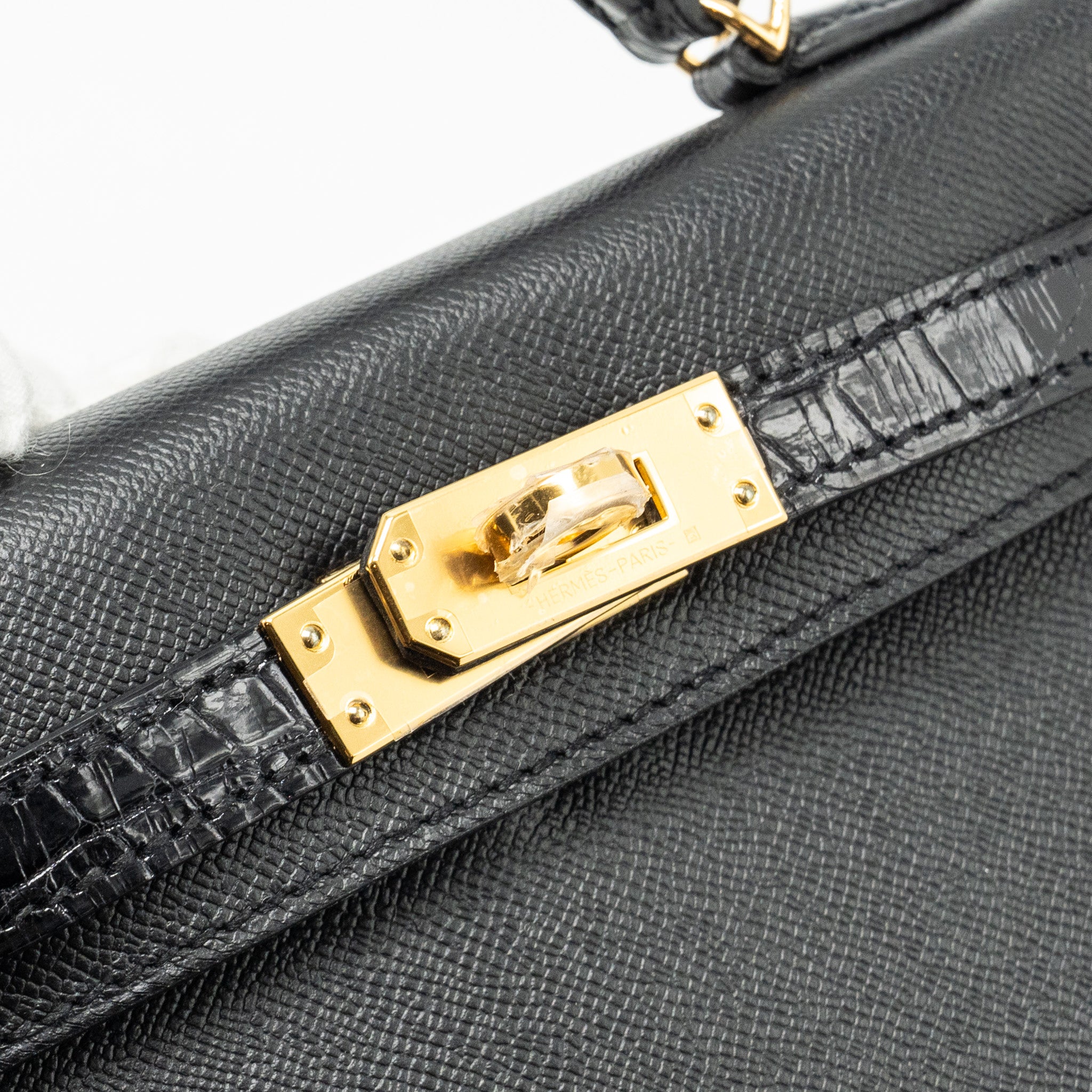 HERMES TOUCH MINI KELLY II MADAME / ALLIGATOR MISSISSIPPIENSIS BLACK GHW