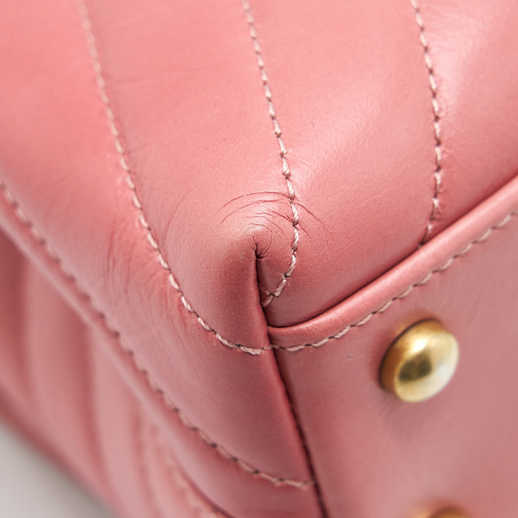 CHANEL SMALL COCO HANDLE CHEVRON CALFSKIN WITH LIZARD HANDLE PINK GHW
