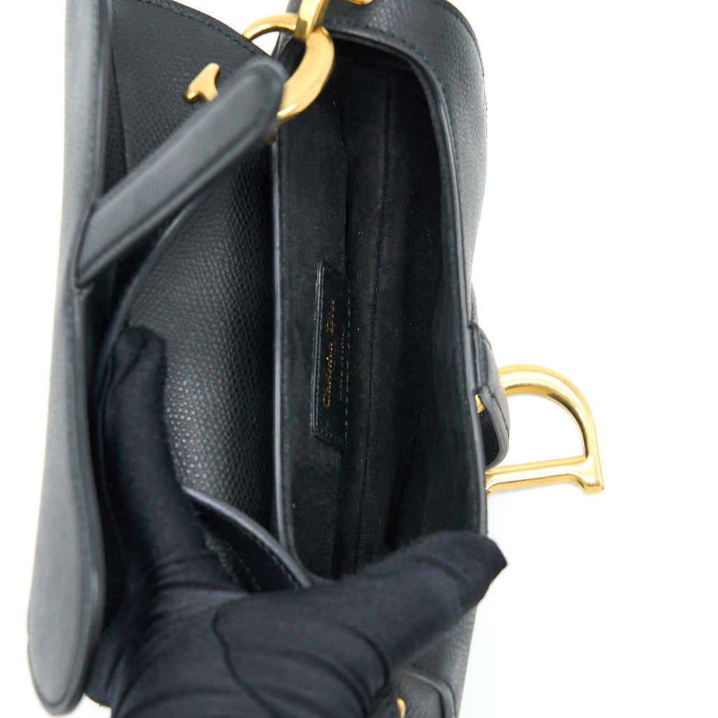 DIOR MINI SADDLE BAG CALFSKIN BLACK GHW