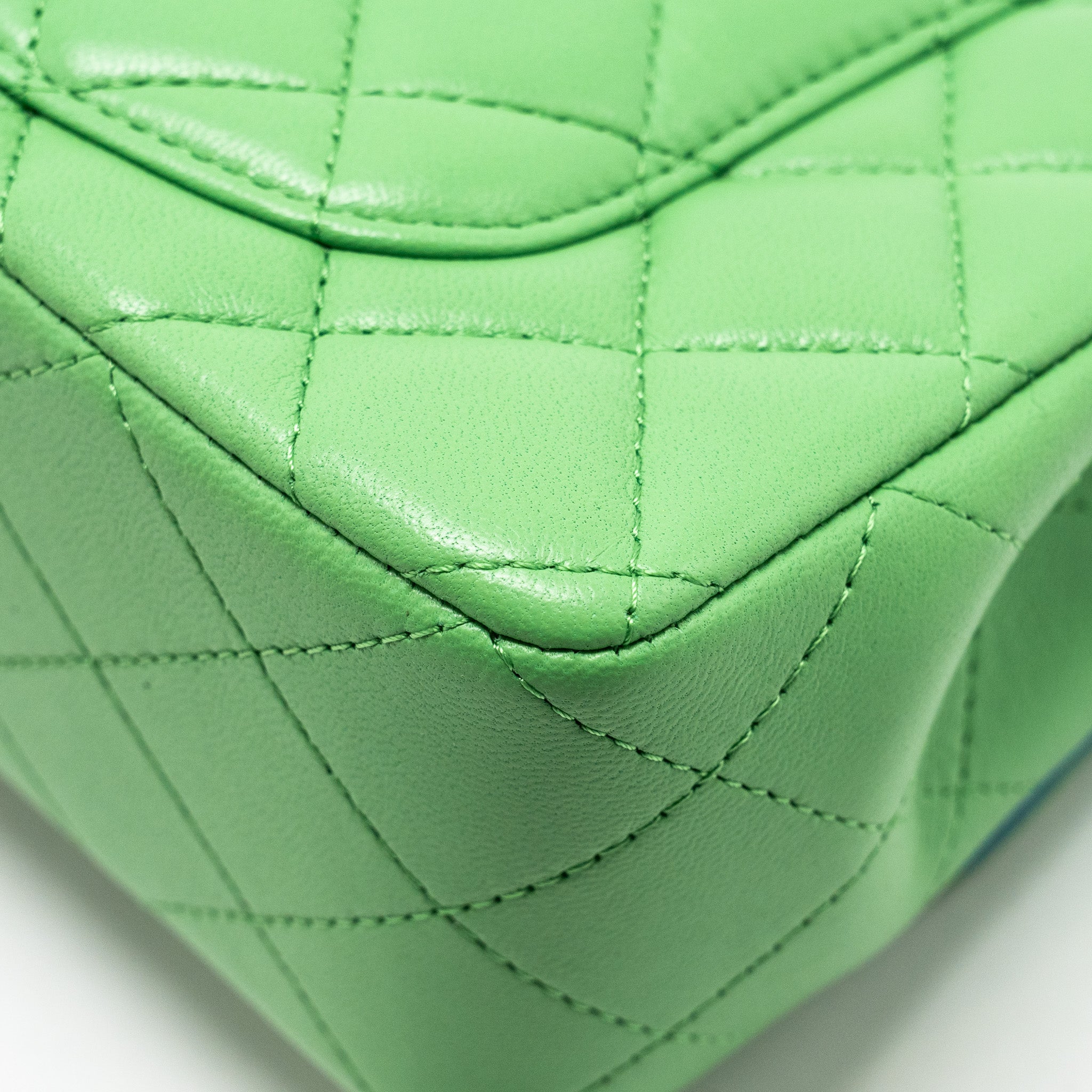 CHANEL MINI RECTANGULAR FLAP BAG LAMBSKIN GREEN IRIDESCENT HARDWARE