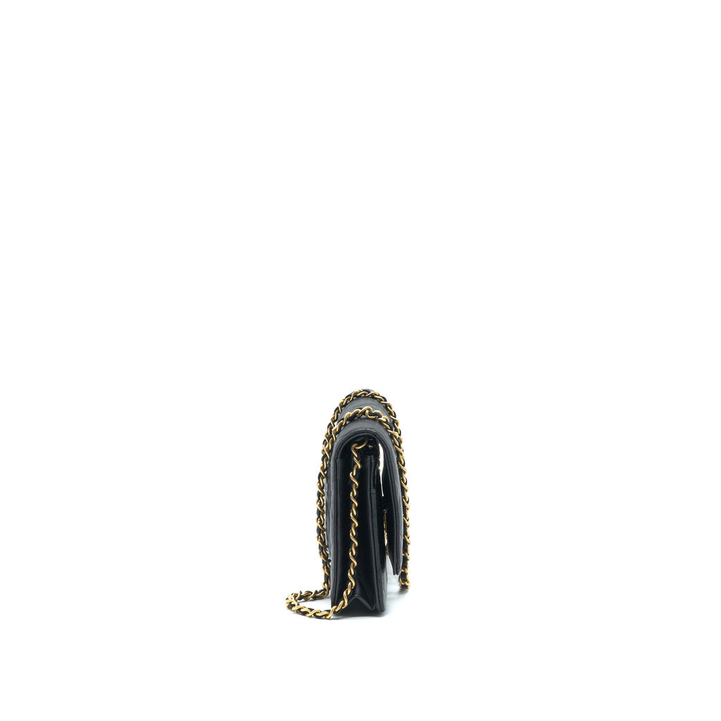 CHANEL PEARL CRUSH WALLET ON CHAIN BLACK GHW (MICRICHIP)