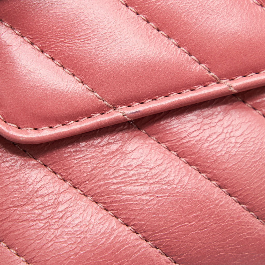 CHANEL SMALL COCO HANDLE CHEVRON CALFSKIN WITH LIZARD HANDLE PINK GHW