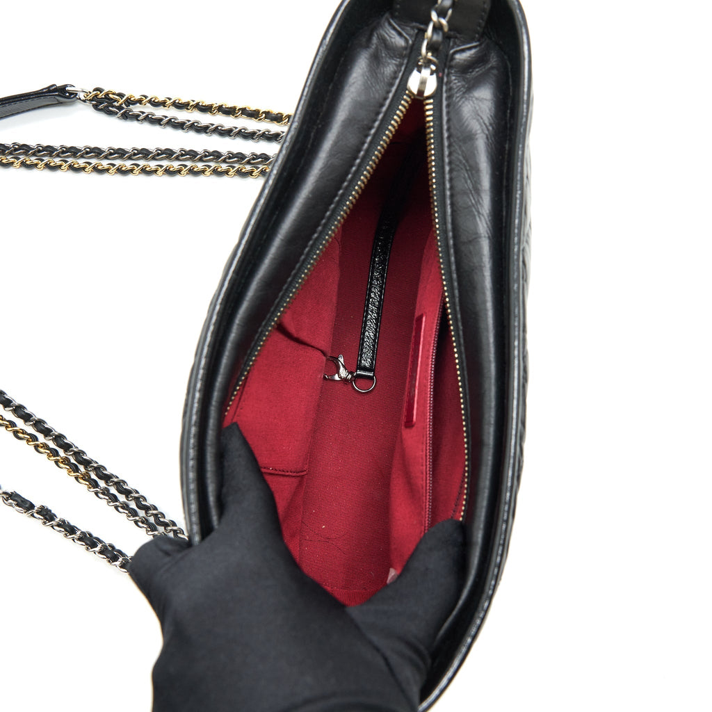 CHANEL NEW MEDIUM GABRIELLE HOBO BAG AGED SMOOTH CALFSKIN WITH GOLD/SILVER HARDWARE