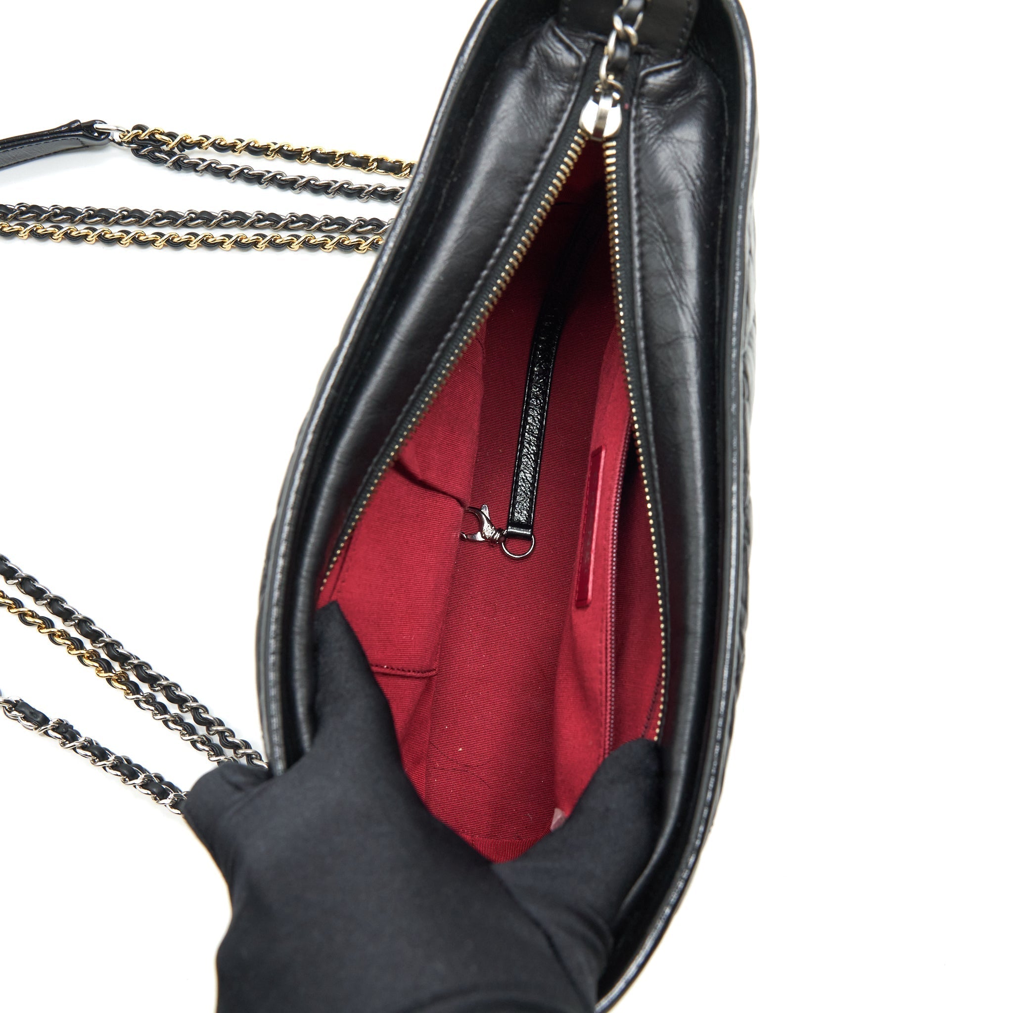CHANEL NEW MEDIUM GABRIELLE HOBO BAG AGED SMOOTH CALFSKIN WITH GOLD/SILVER HARDWARE