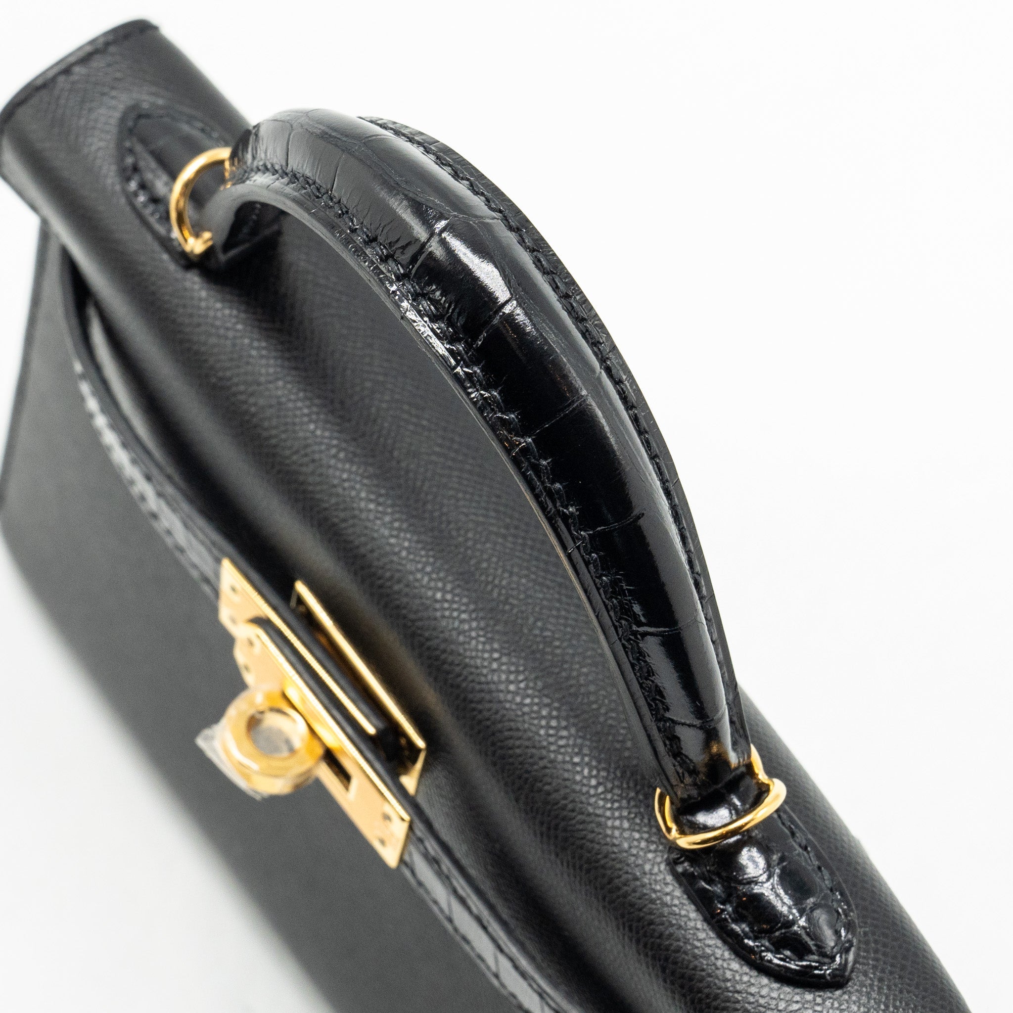 HERMES TOUCH MINI KELLY II MADAME / ALLIGATOR MISSISSIPPIENSIS BLACK GHW