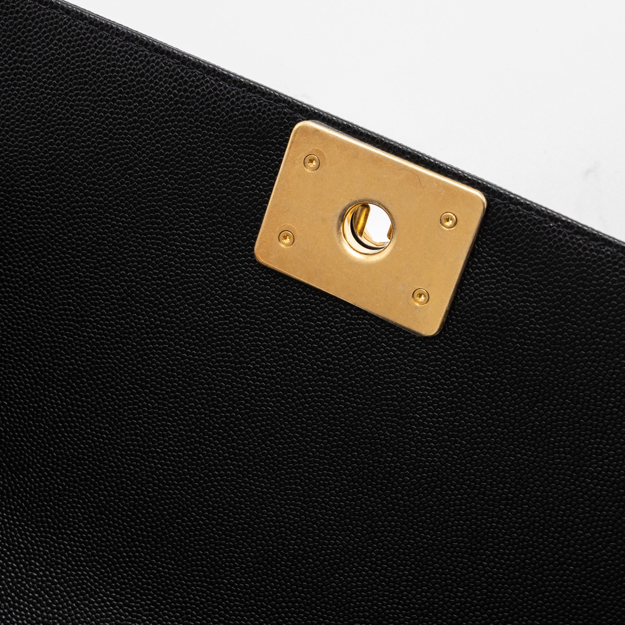 CHANEL MEDIUM CLASSIC BOY BAG CAVIAR BLACK BRUSHED GHW (MICROCHIP)