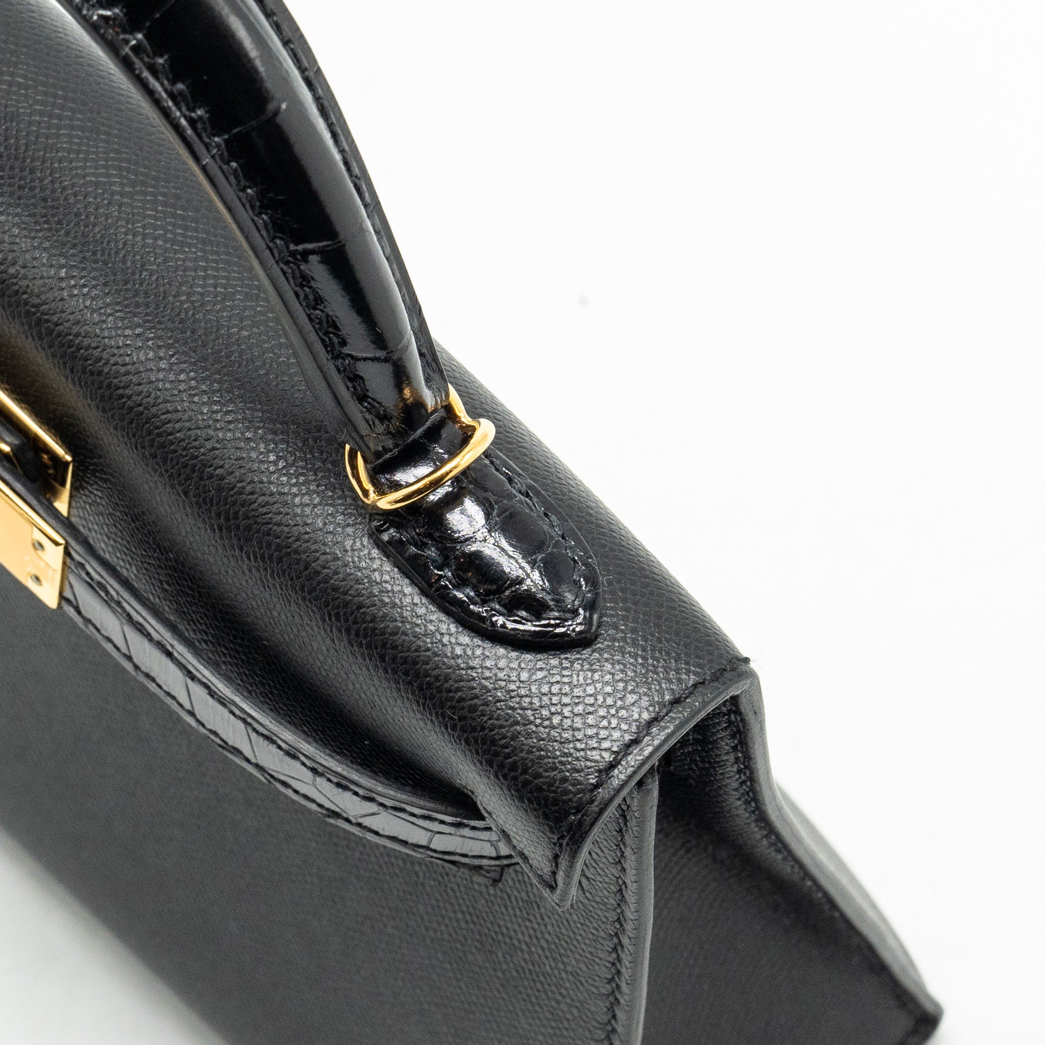 HERMES TOUCH MINI KELLY II MADAME / ALLIGATOR MISSISSIPPIENSIS BLACK GHW