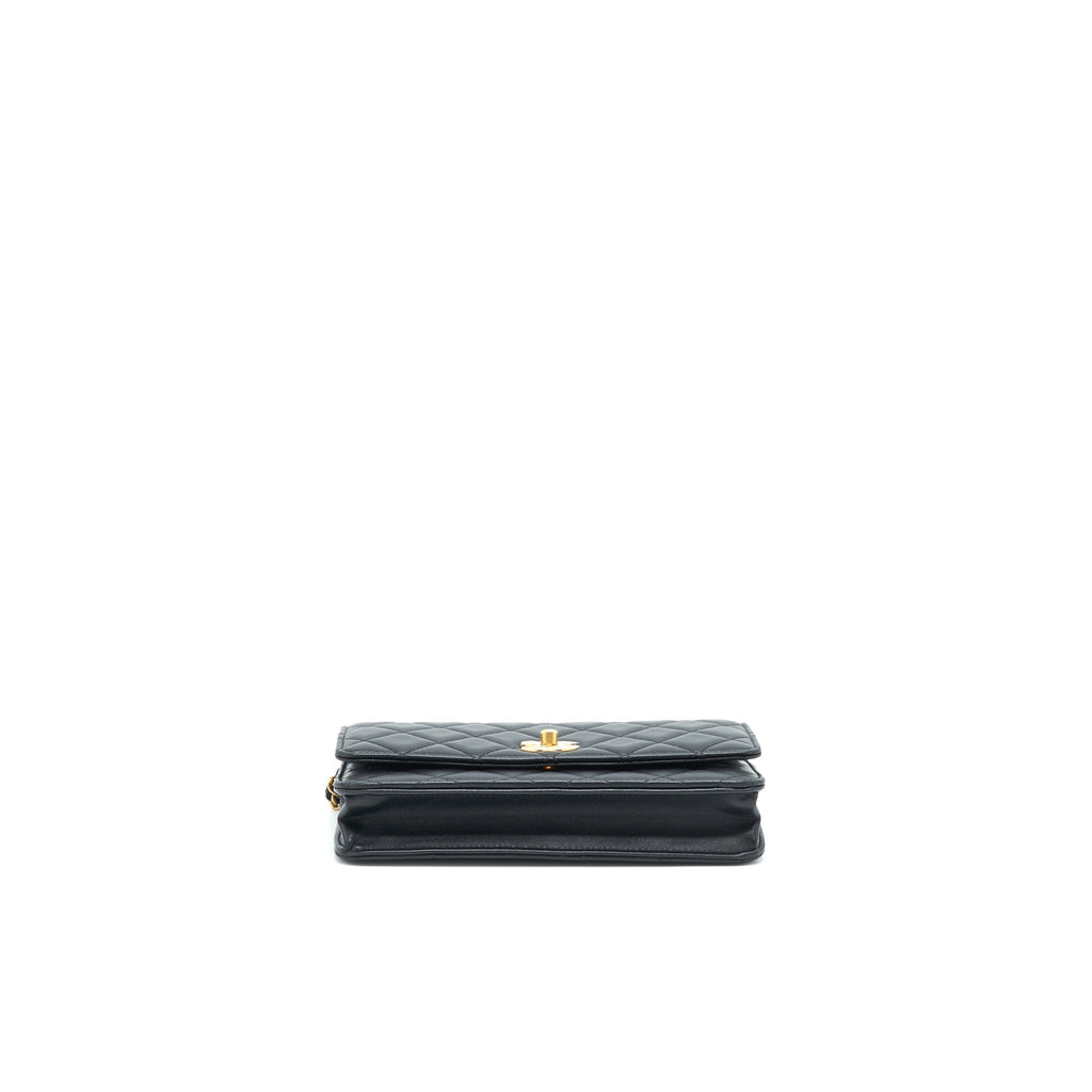 CHANEL PEARL CRUSH WALLET ON CHAIN BLACK GHW (MICRICHIP)