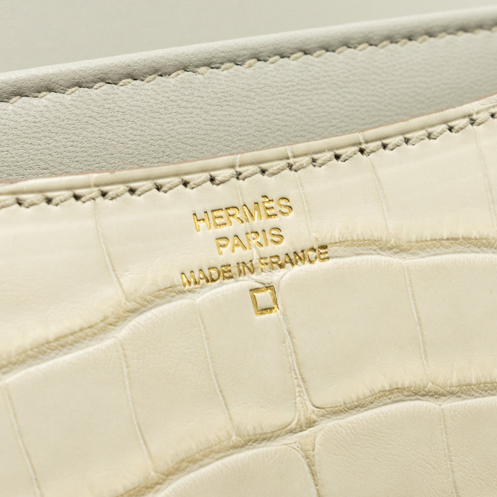 HERMES MINI CONSTANCE ALLIGATOR MISSISSIPPIENSIS MAT BETON GHW