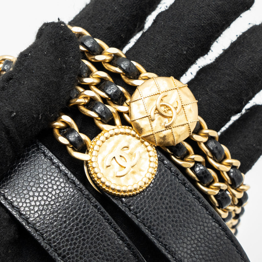 CHANEL MINI TWIST YOUR BUTTON FLAP BAG CAVIAR BLACK GHW(MICROCHIP)