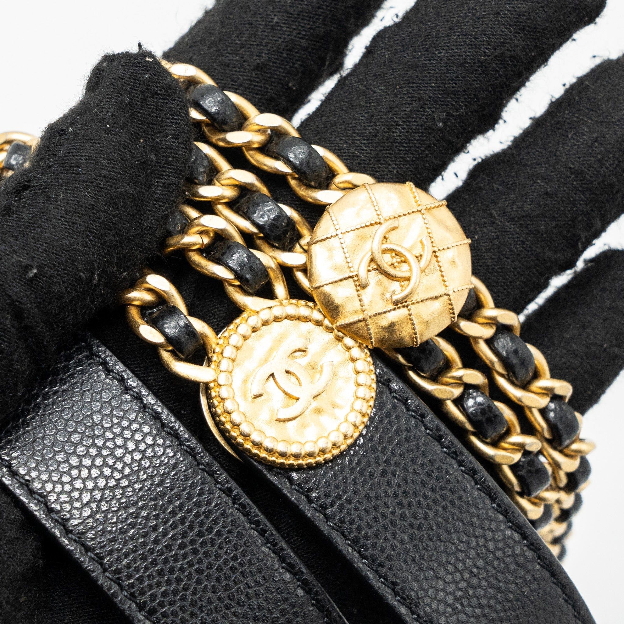 CHANEL MINI TWIST YOUR BUTTON FLAP BAG CAVIAR BLACK GHW(MICROCHIP)