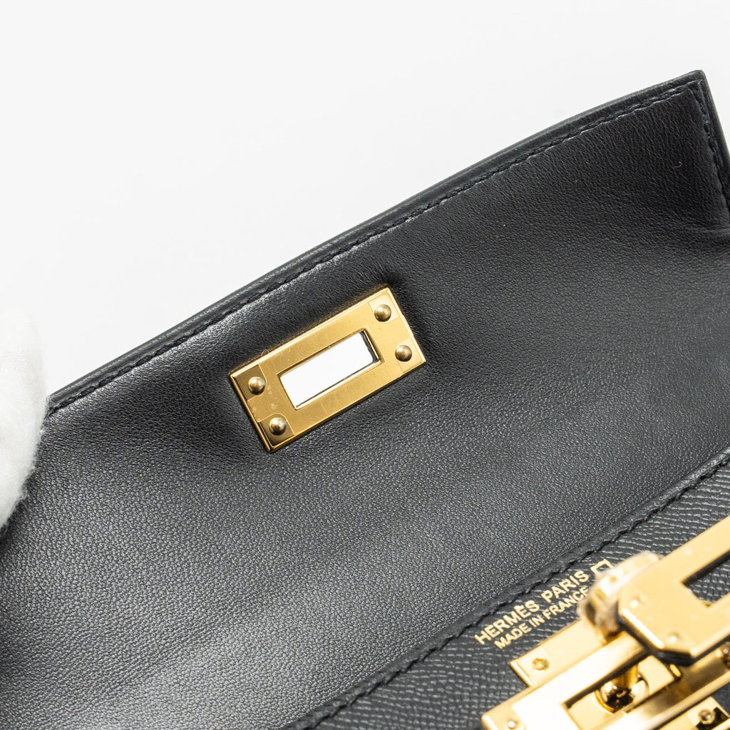 HERMES TOUCH MINI KELLY II MADAME / ALLIGATOR MISSISSIPPIENSIS BLACK GHW