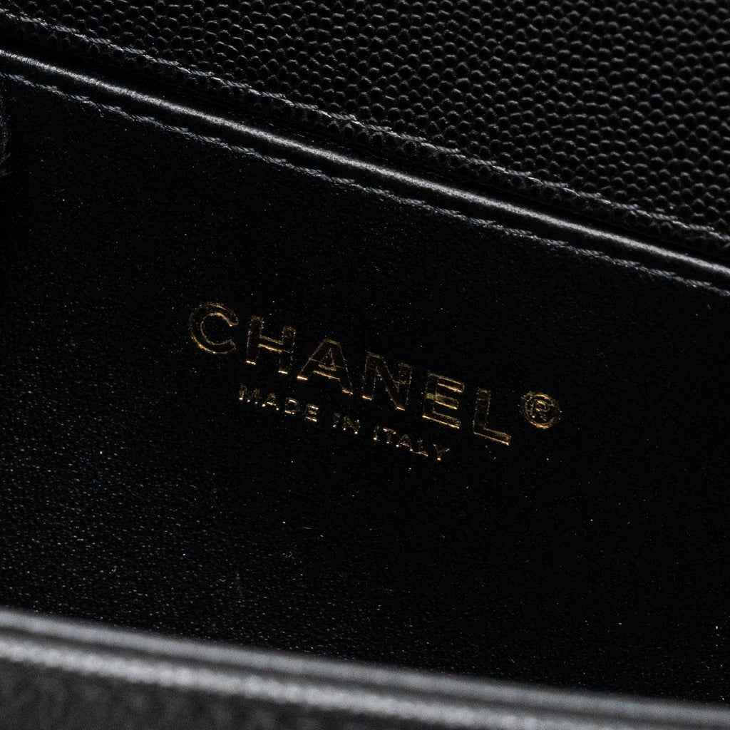 CHANEL MEDIUM CLASSIC BOY BAG CAVIAR BLACK BRUSHED GHW (MICROCHIP)